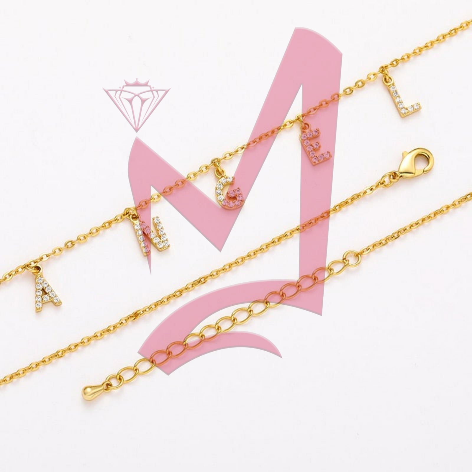 Custom Moissanite Necklace Tiny Letter Pendant 100% 925 Sterling Silver Jewelry