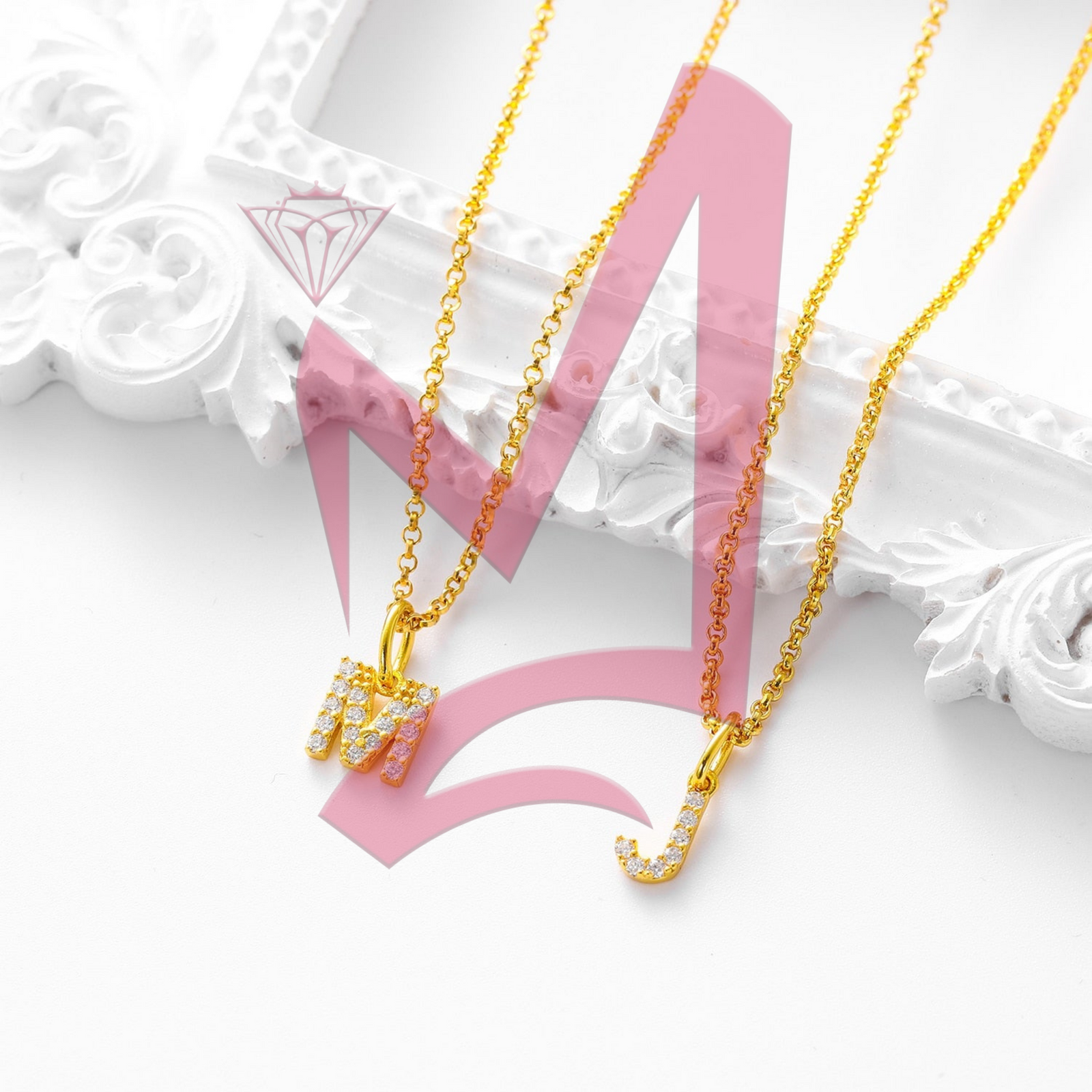 D Color Moissanite Tiny Letters Initial Pendant Necklace 100% 925 Sterling Silver