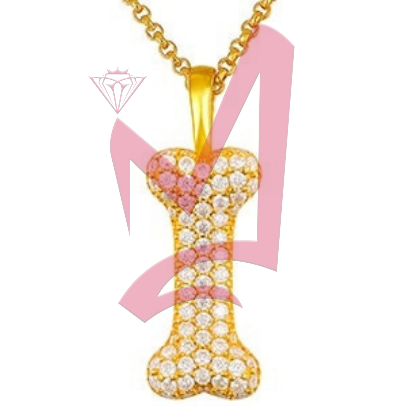 Iced Out Moissanite Bone Shaped Pendant 100% 925 Sterling Silver