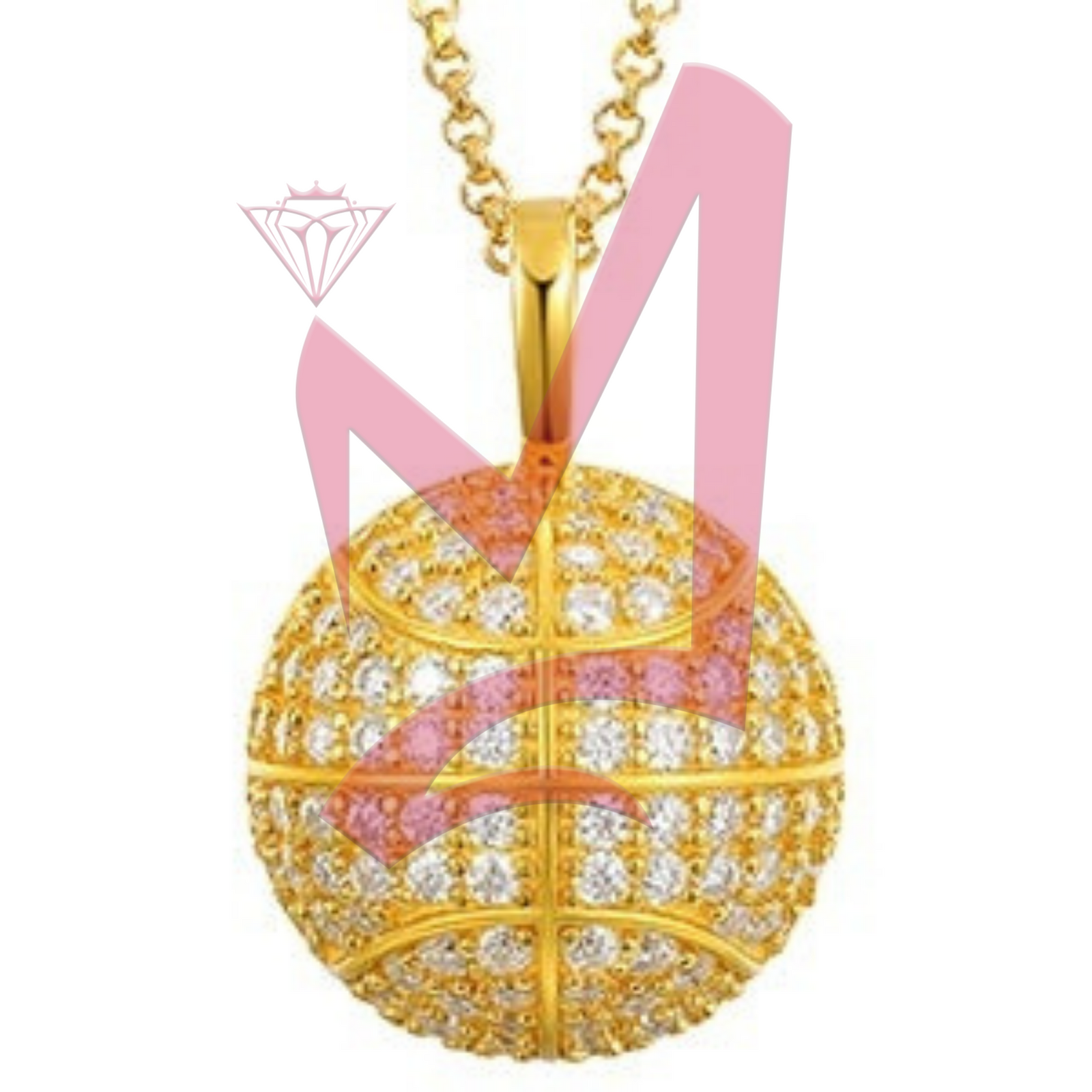 Moissanite  Basketball Pendant 100% 925 Sterling Silver