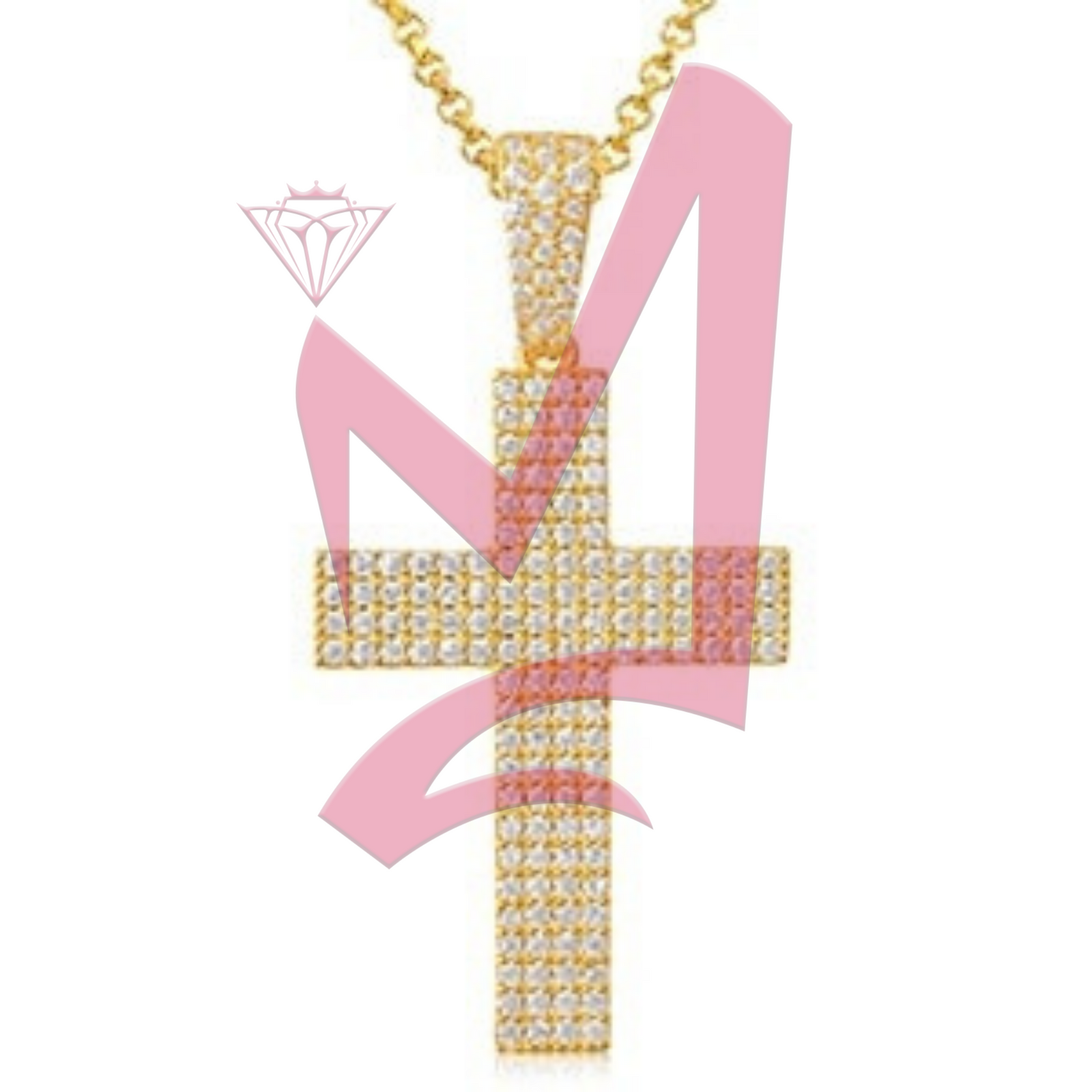 Moissanite Four Row Cross Pendant 100% Sterling 925 Silver