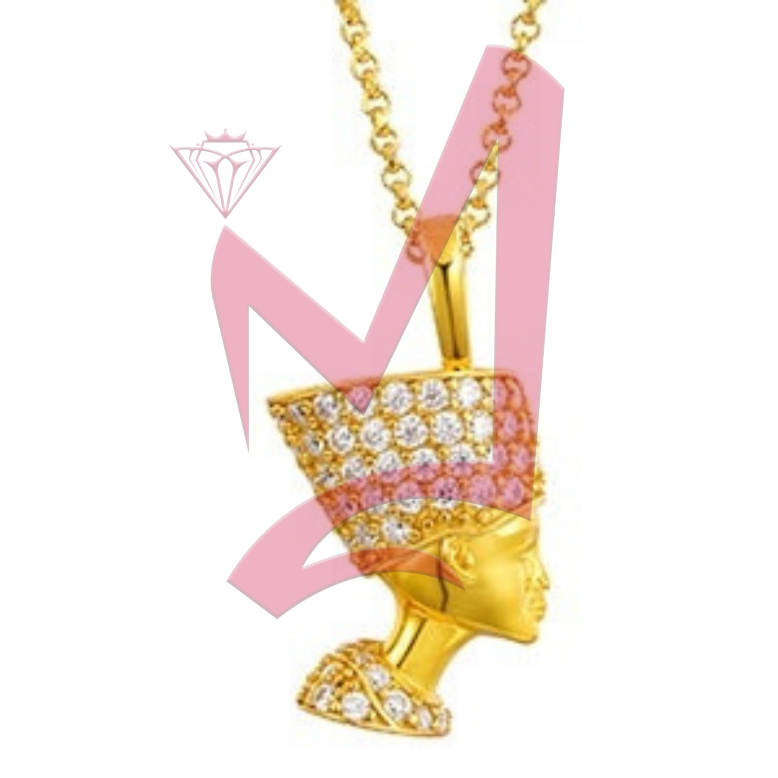 Moissanite Ancient Egyptian Queen Pharaoh Pendant 100% 925 Sterling Silver