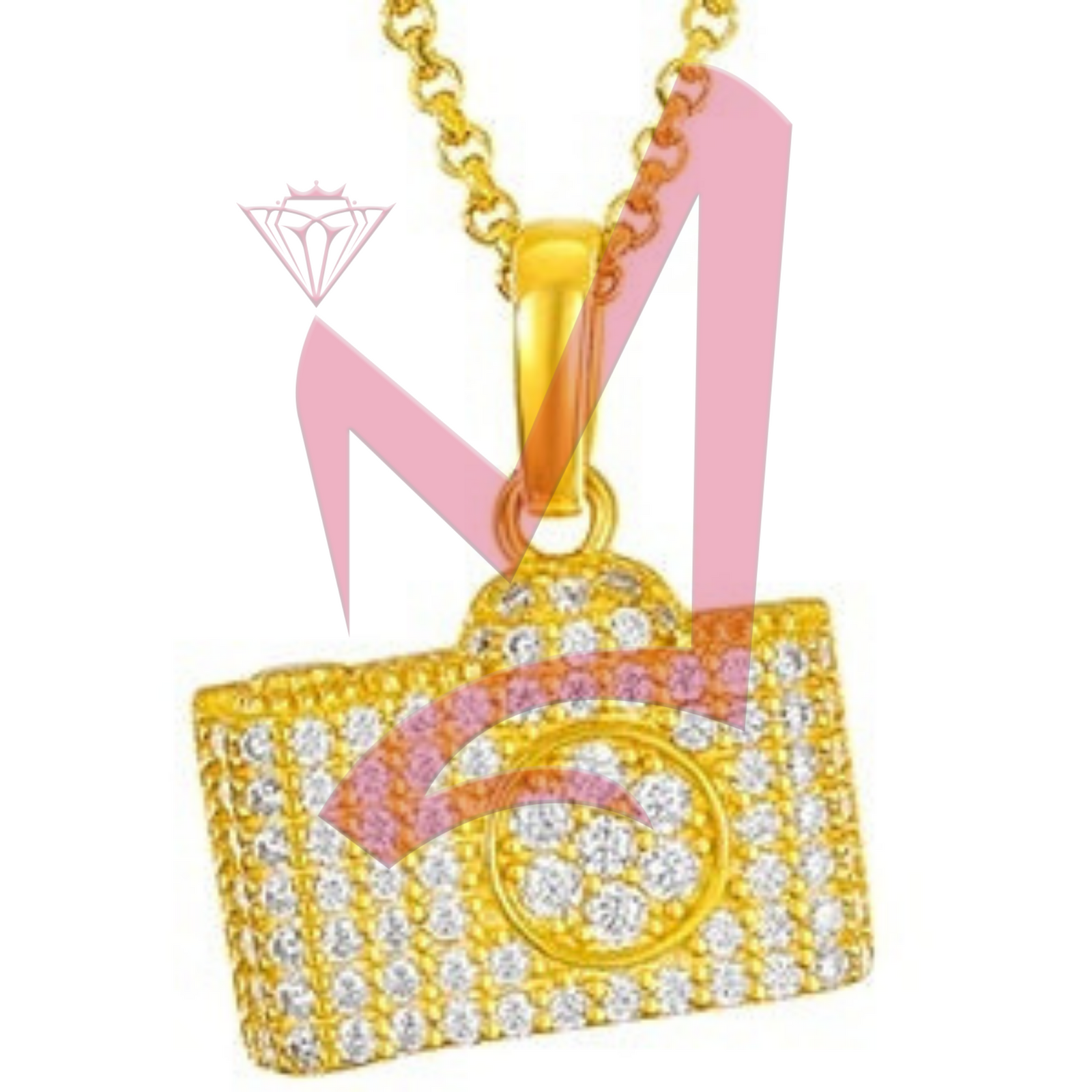 Moissanite Camera Pendant 100% 925 Sterling Silver