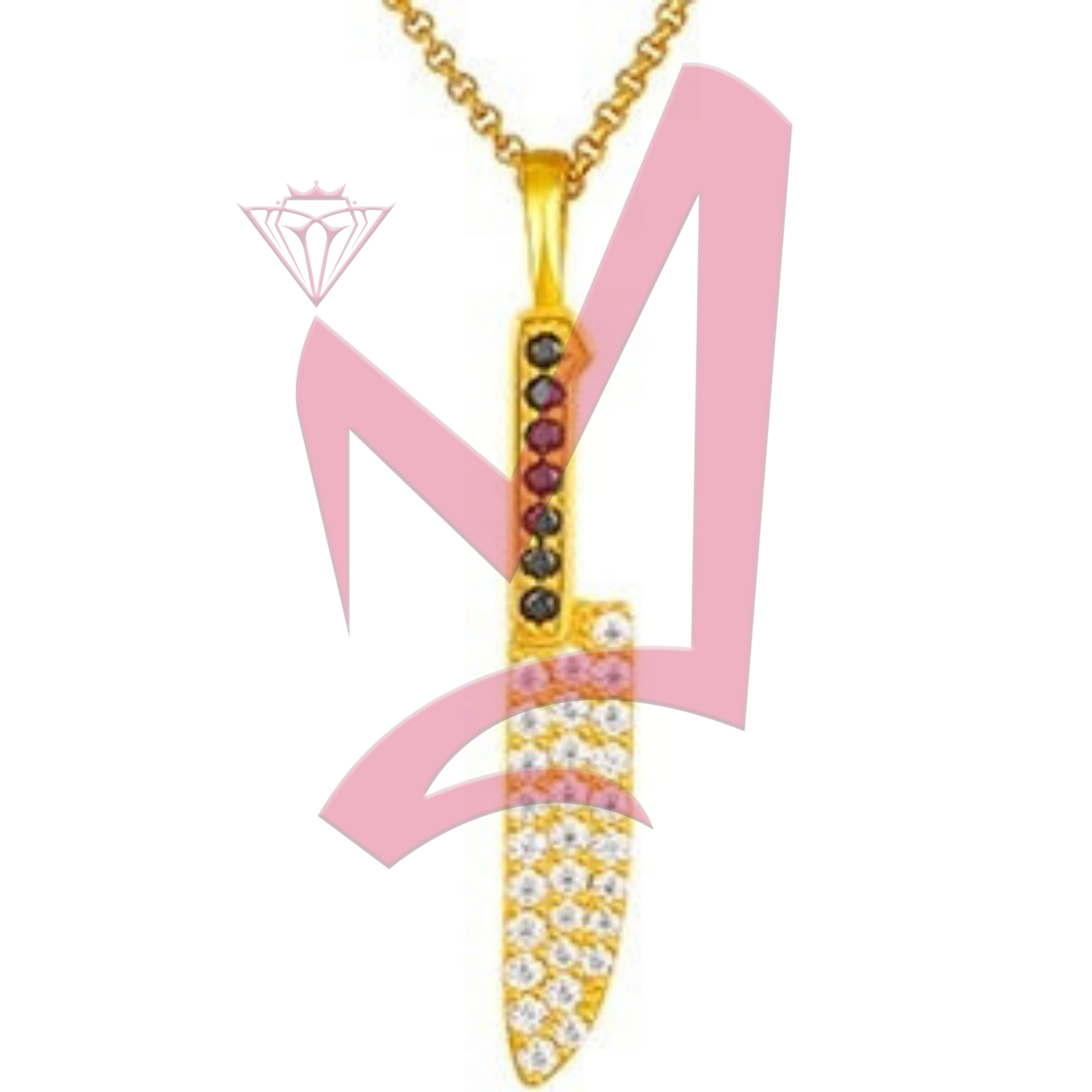 Moissanite Chef's Knife Pendant 100% 925 Sterling Silver