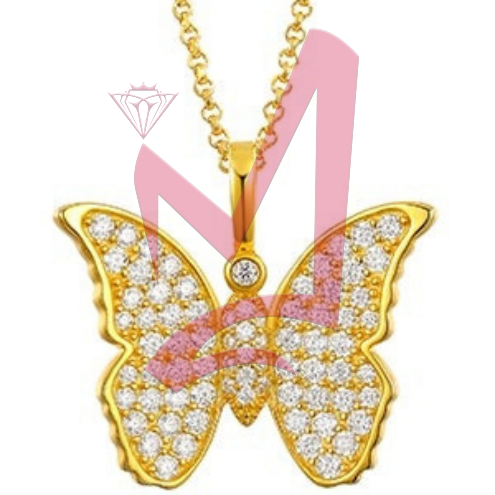 Moissanite Cute Butterfly Pendant 100% 925 Sterling Silver