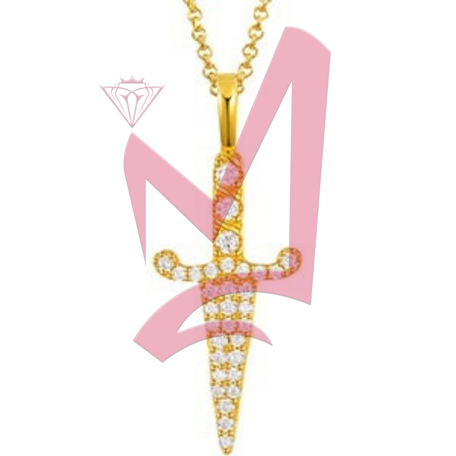 Moissanite Dagger Pendant 100% 925 Sterling Silver