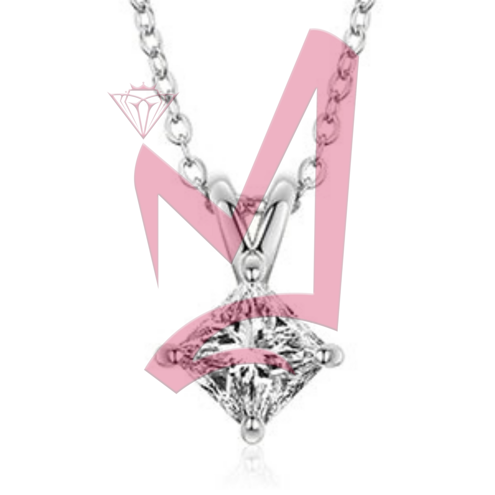 Moissanite Diamond 1 Carat Princess Square Pendant 100% 925 Sterling Silver