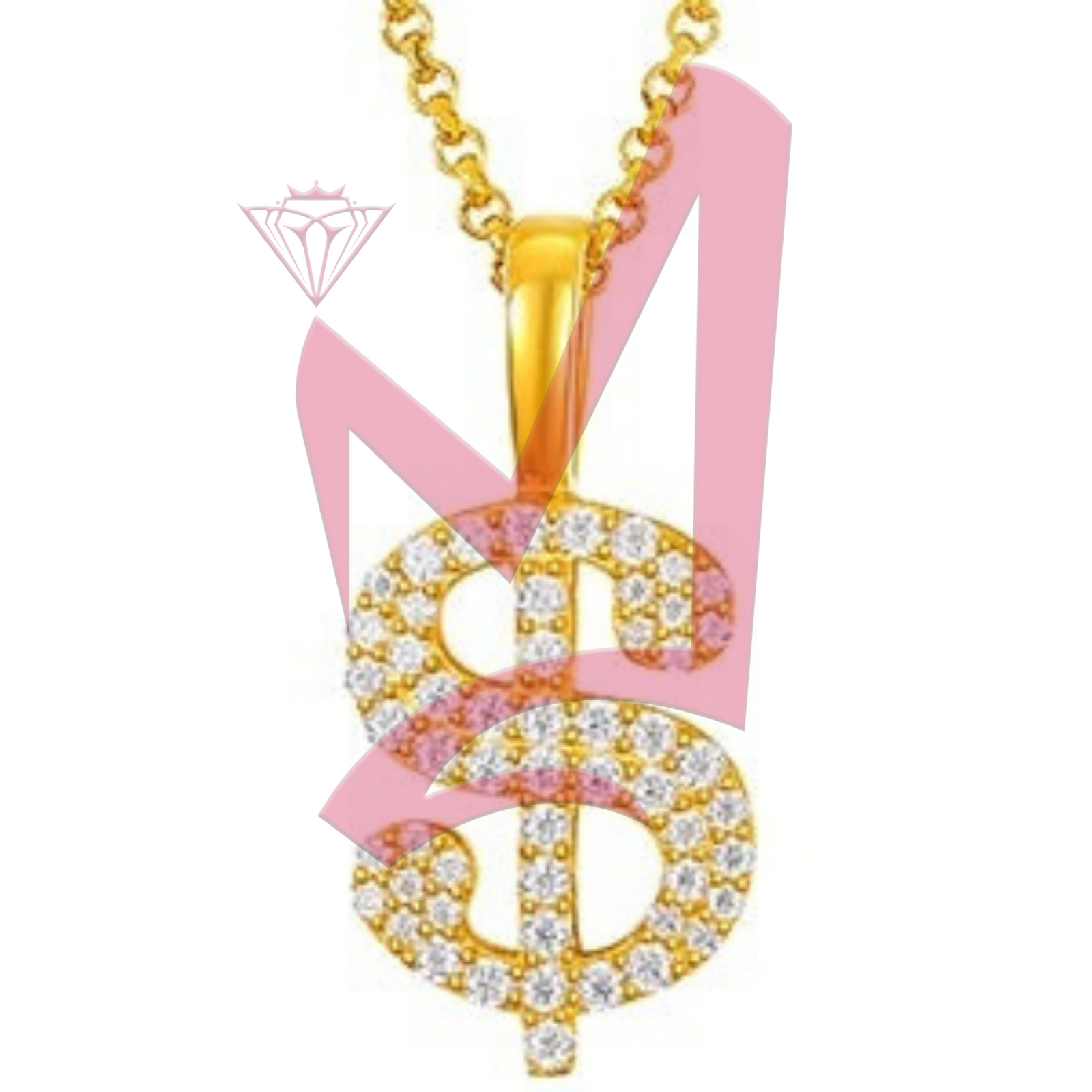 Moissanite Dollar Money Sign Pendant 100% 925 Sterling Silver