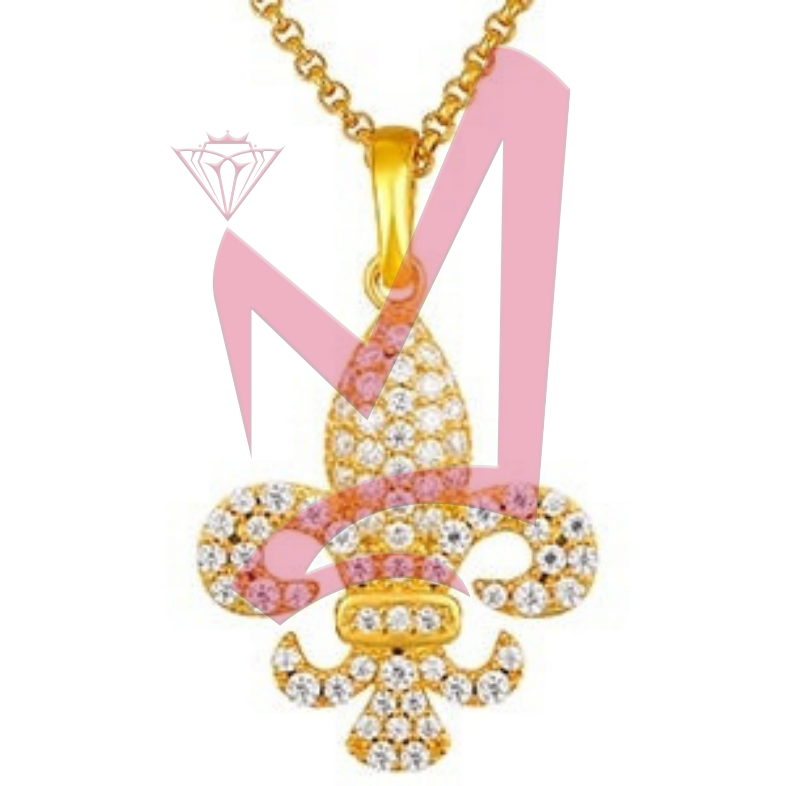 Moissanite Fleur De Lis Pendant Necklace 100% 925 Sterling Silver