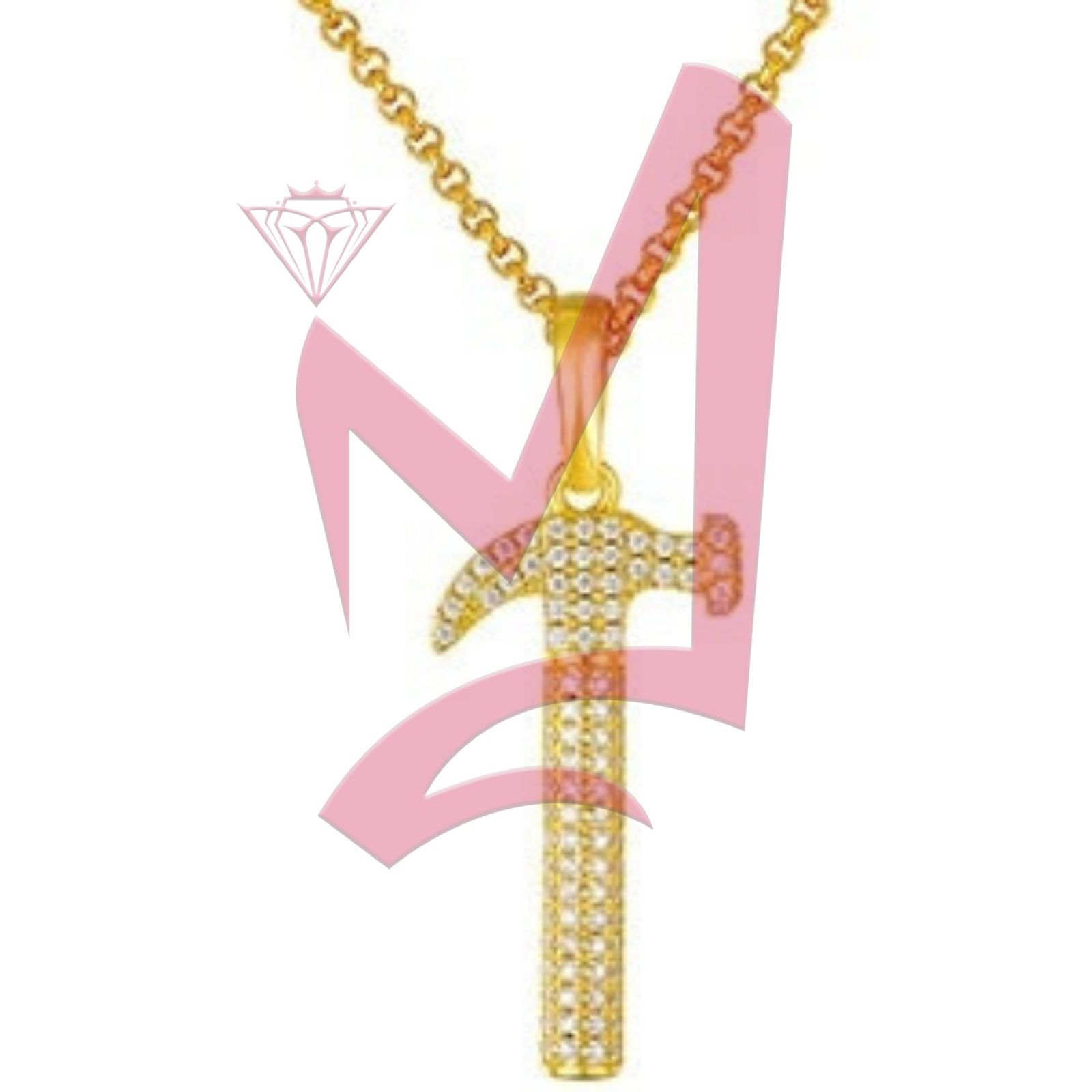 Moissanite Hammer Pendant 100% 925 Sterling Silver