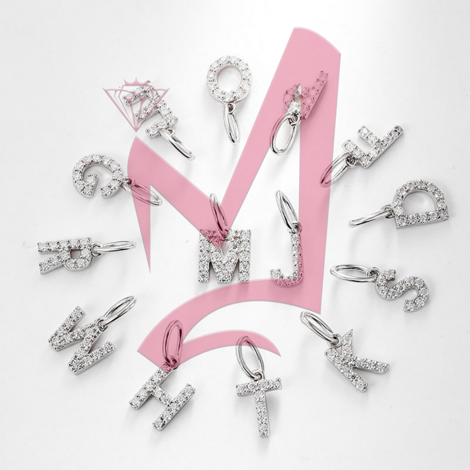 Moissanite Initial 26 Letter Charms Pendant 100% 925 Sterling Silver