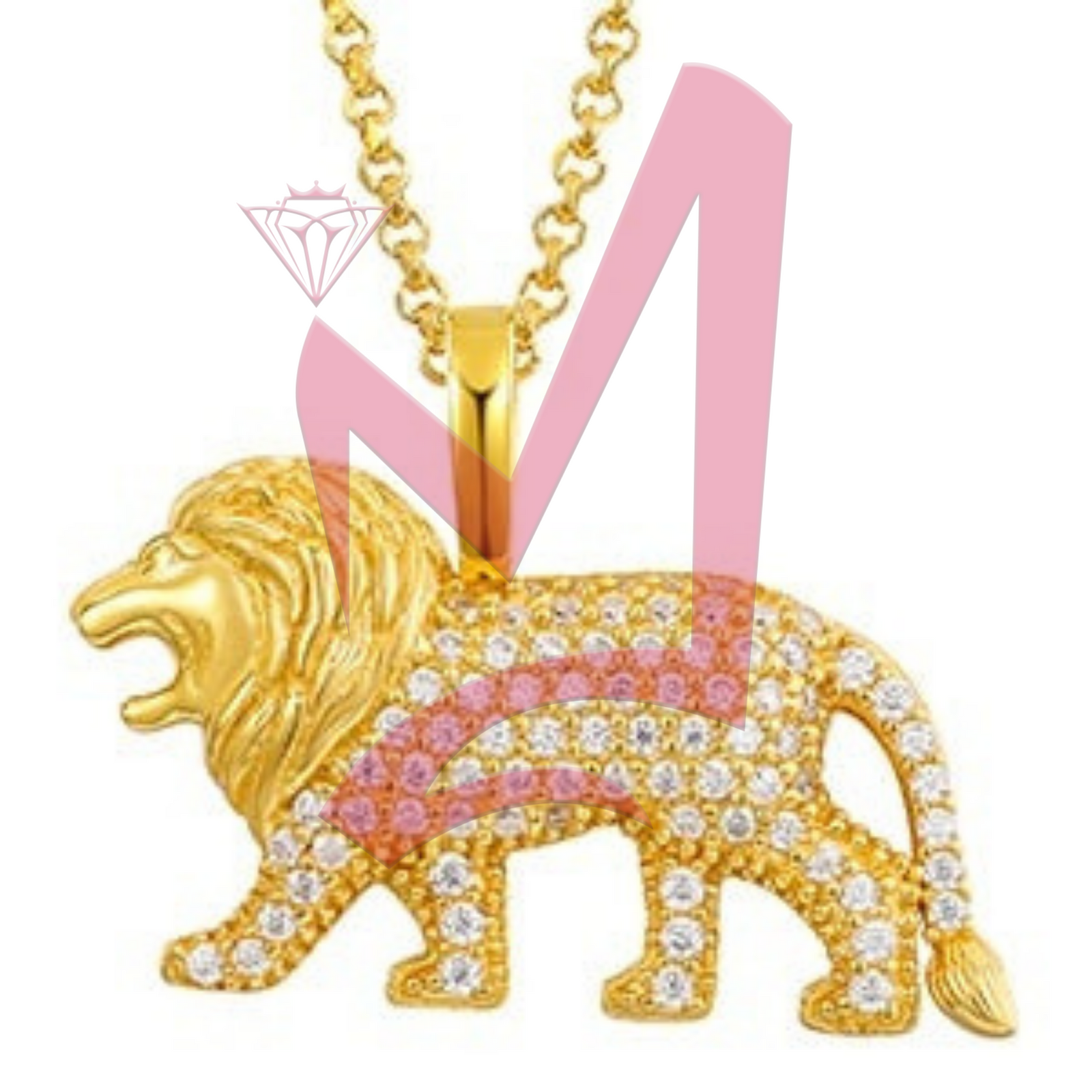 Moissanite Lion Animal Pendant 100% 925 Sterling Silver