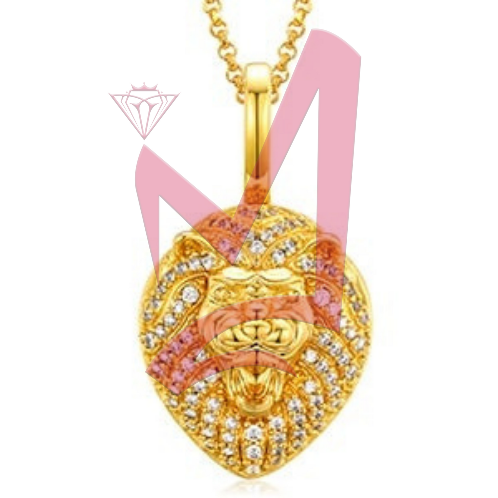 Moissanite Lion Head Pendant 100% 925 Sterling Silver