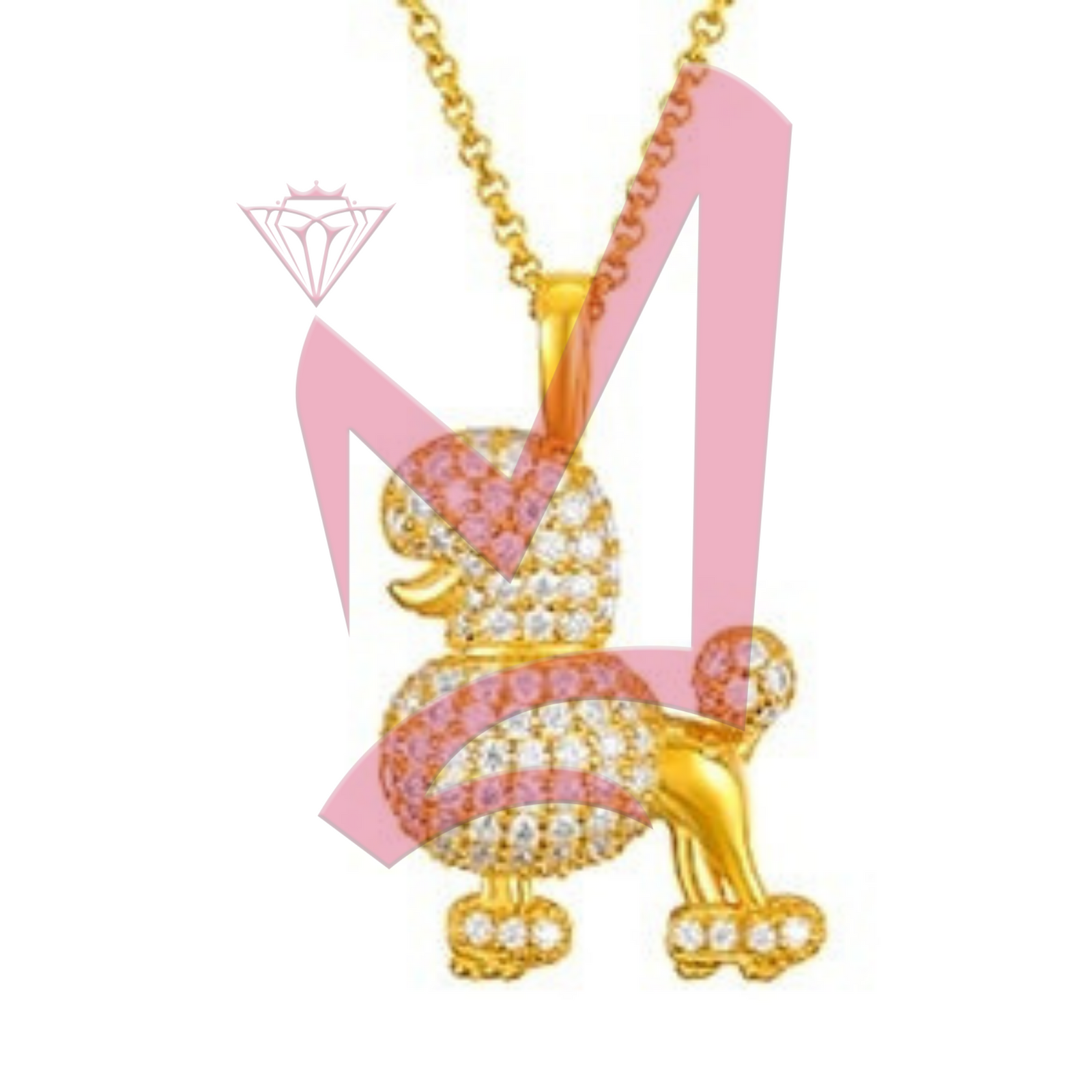 Moissanite Lovely Poodle  Pendant 100% 925 Sterling Silver