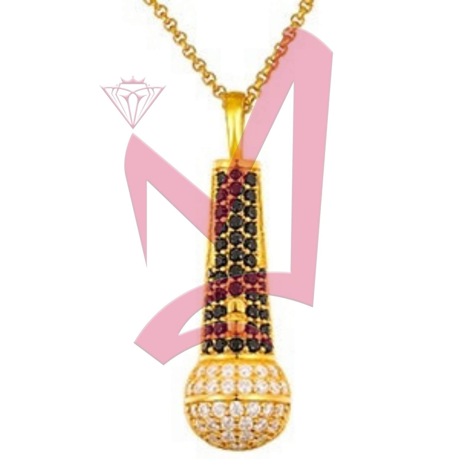 Moissanite Microphone Pendant 100% 925 Sterling Silver