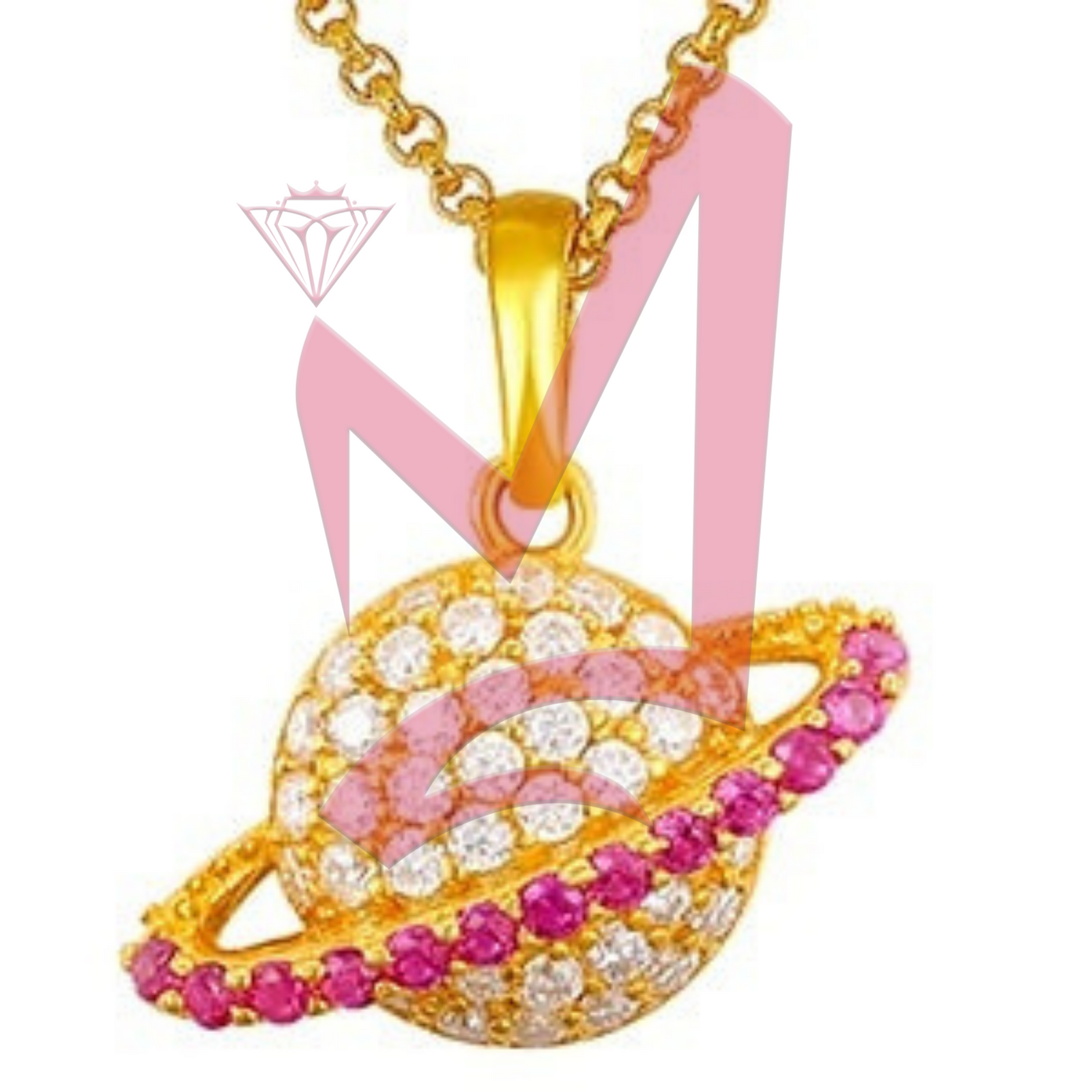 Moissanite Planet Saturn Pendant 100% 925 Sterling Silver