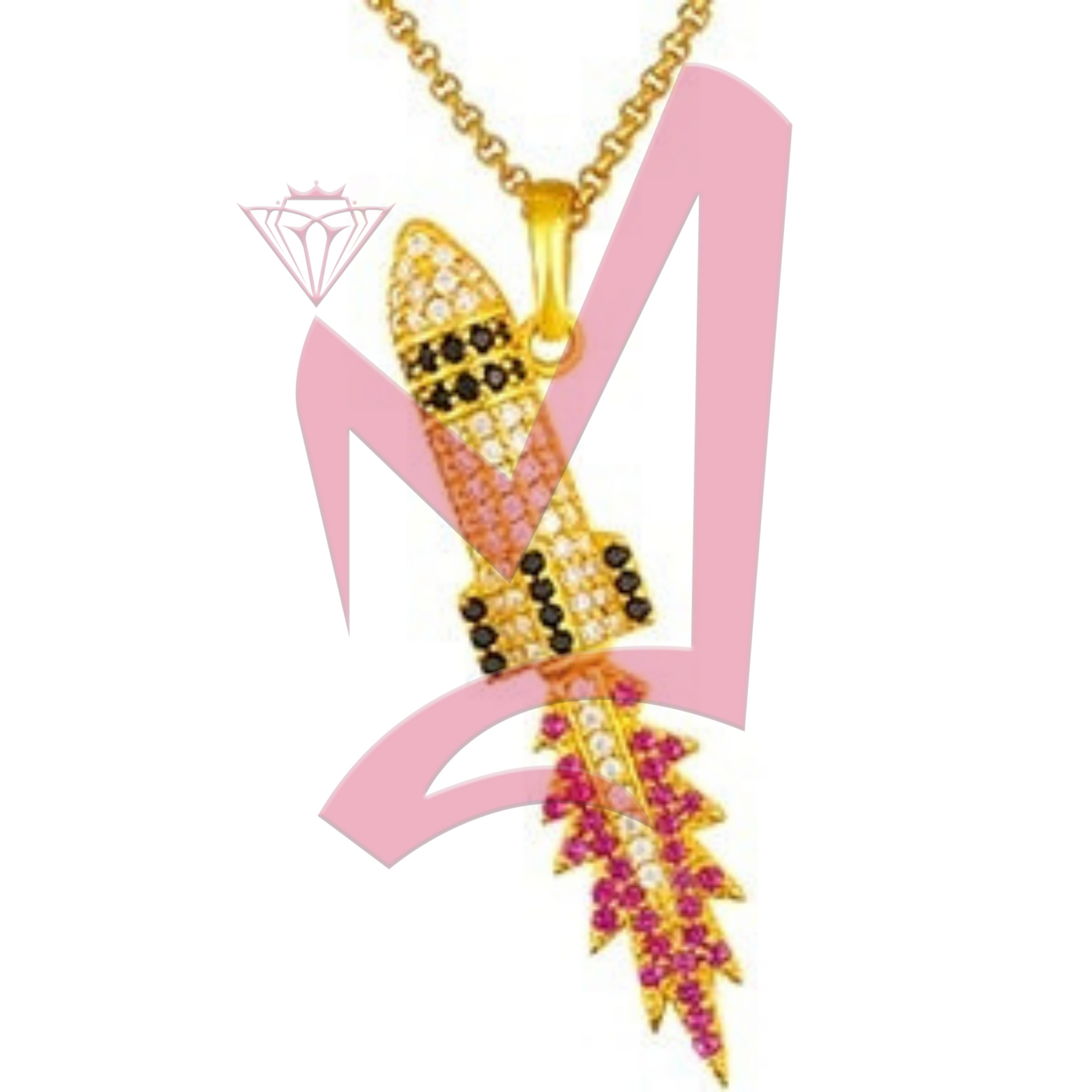 Moissanite Missile Flame Pendant 100% 925 Sterling Silver