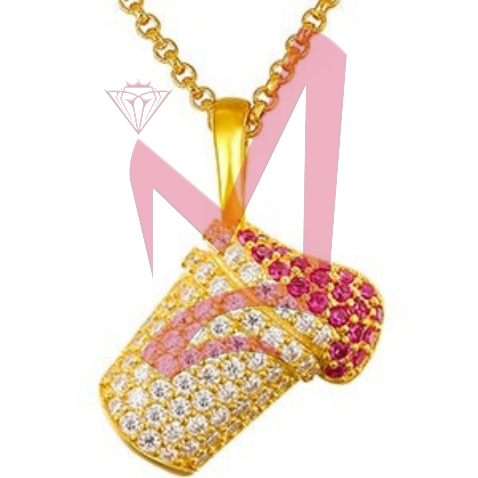 Moissanite Purple Double Cup Pendant 100% 925 Sterling Silver