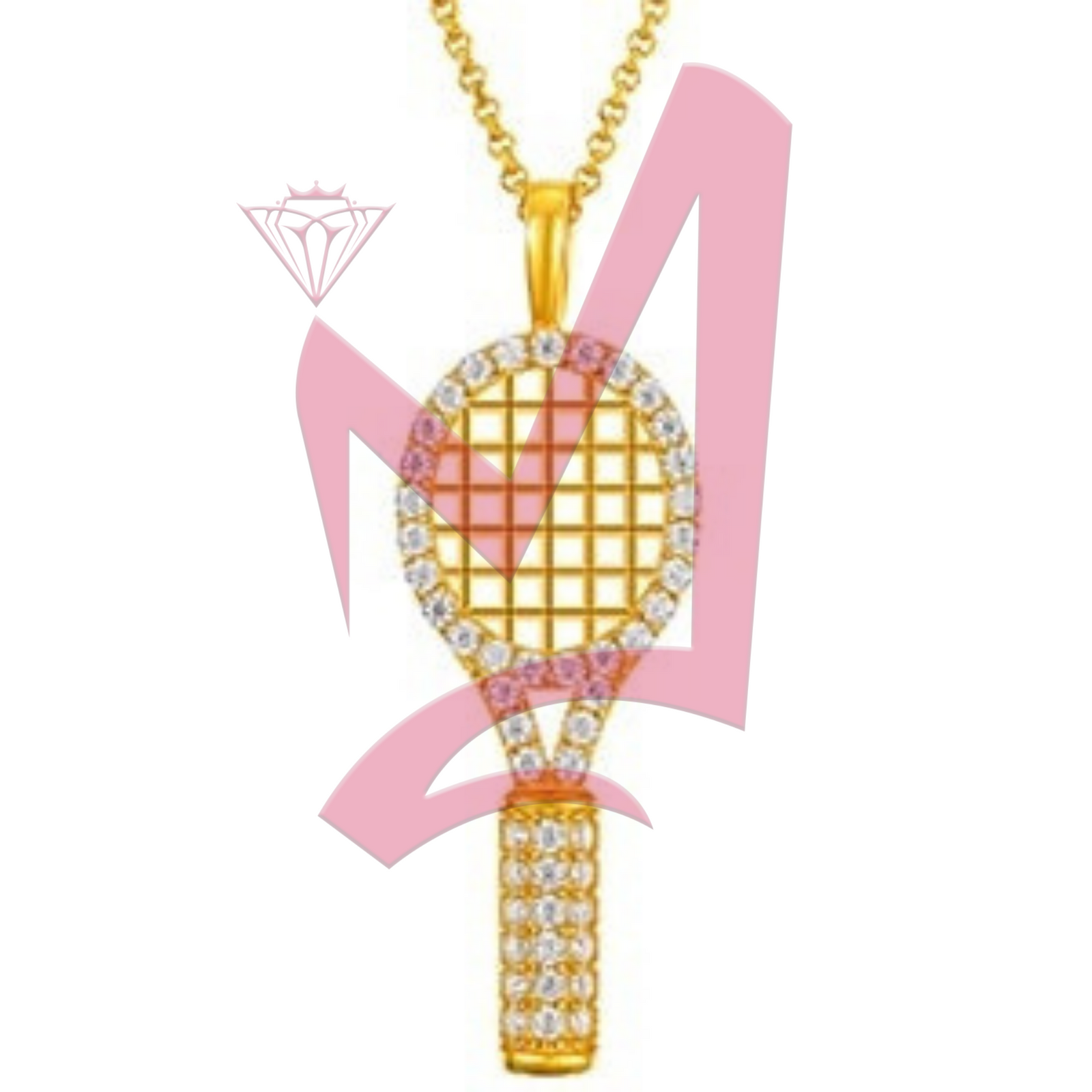 Moissanite Tennis Racket Pendant Necklace 100% 925 Sterling Silver