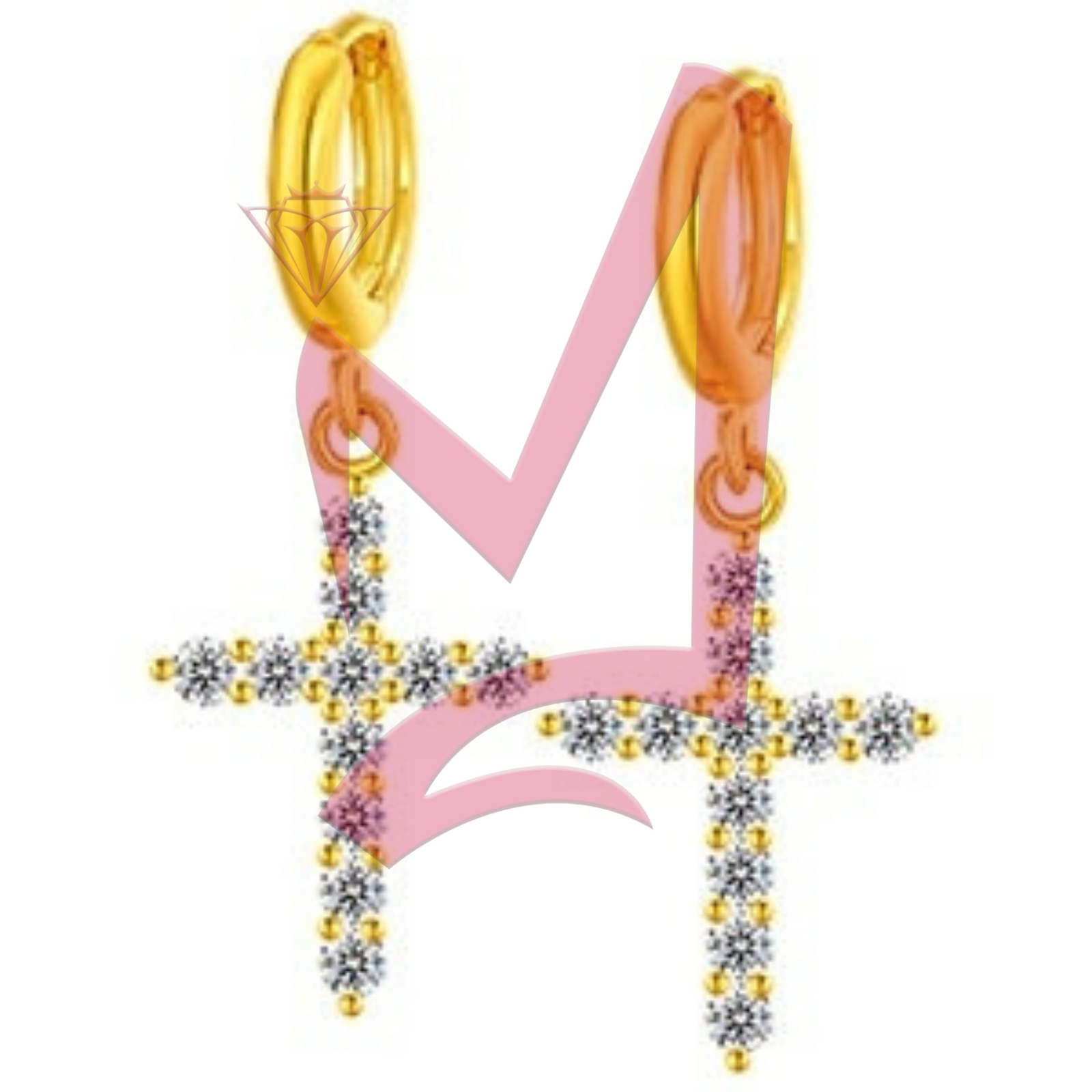 Religion Moissanite Cross Earrings 100% 925 Sterling Silver