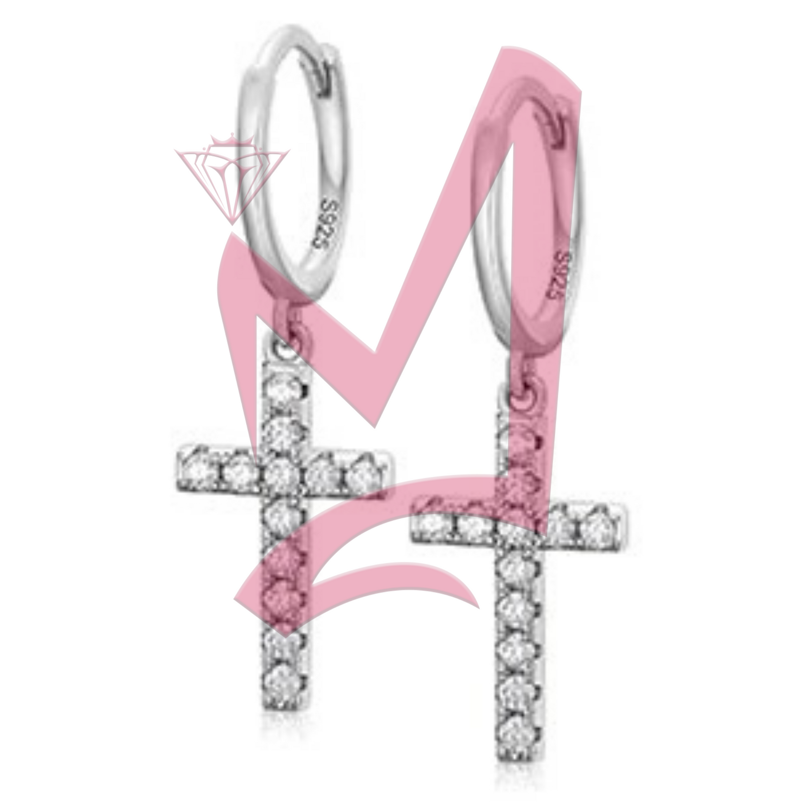 Top D color Religion Cross Moissanite Earrings 100% 925 Sterling Silver