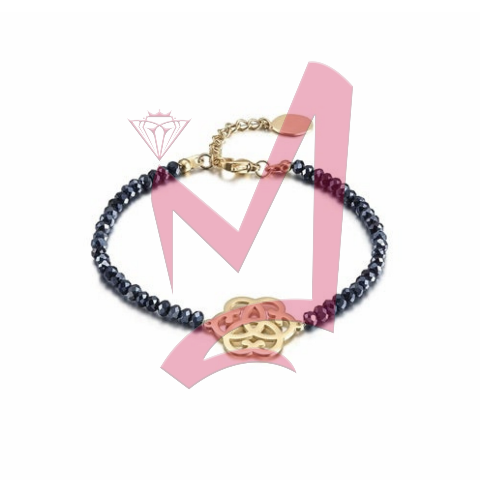 Love Knot Beaded Stone in 14K Plated Gold Bracelet