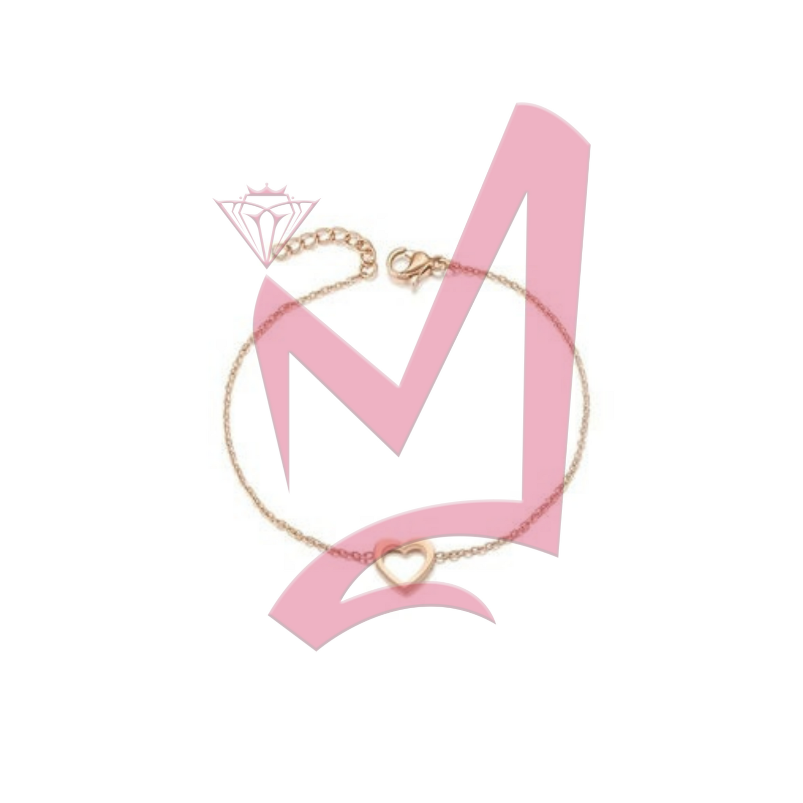 Open Heart Charm in 14 K Plated Gold Bracelet