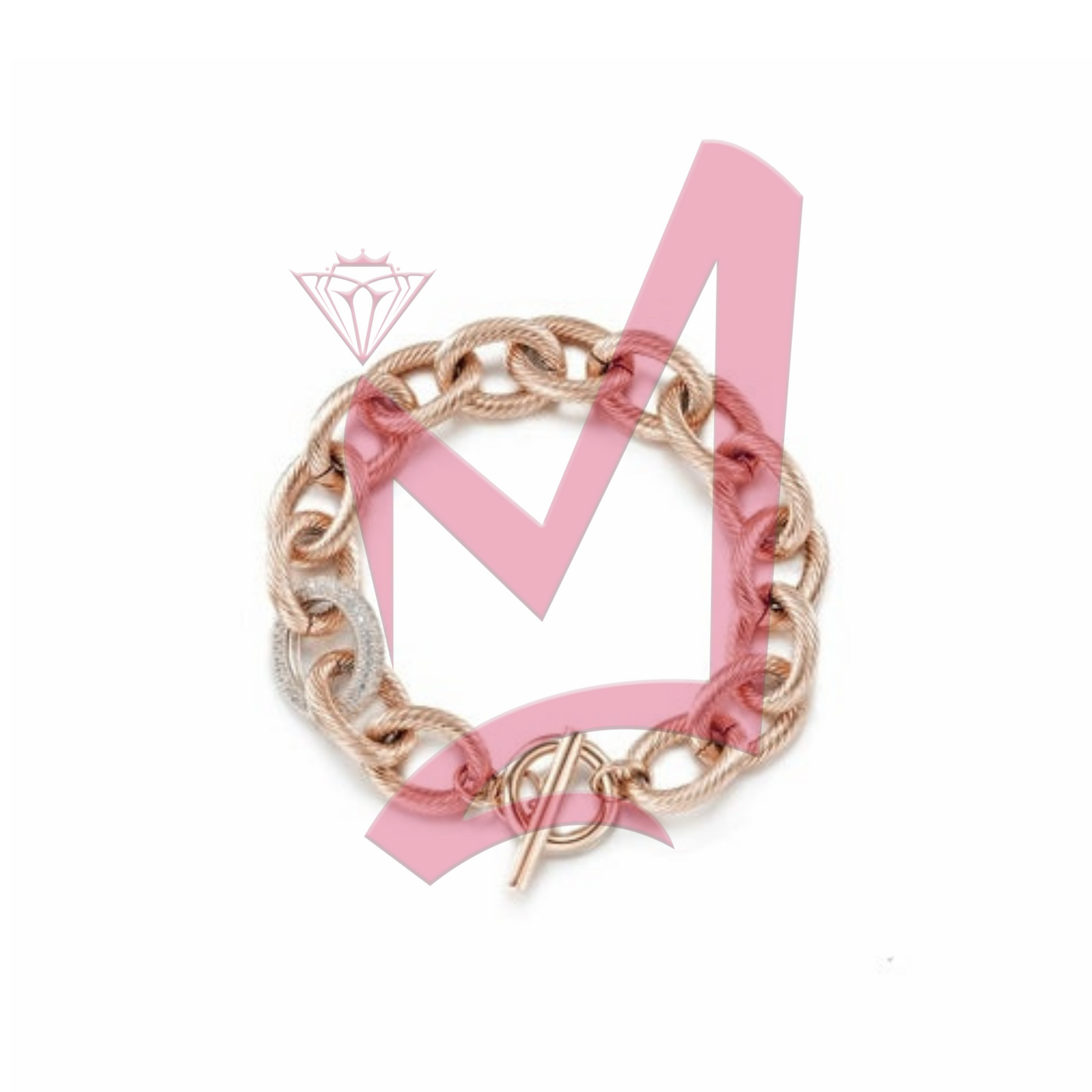 CZ Twisted Wire Link in 14K Plated Gold Bracelet