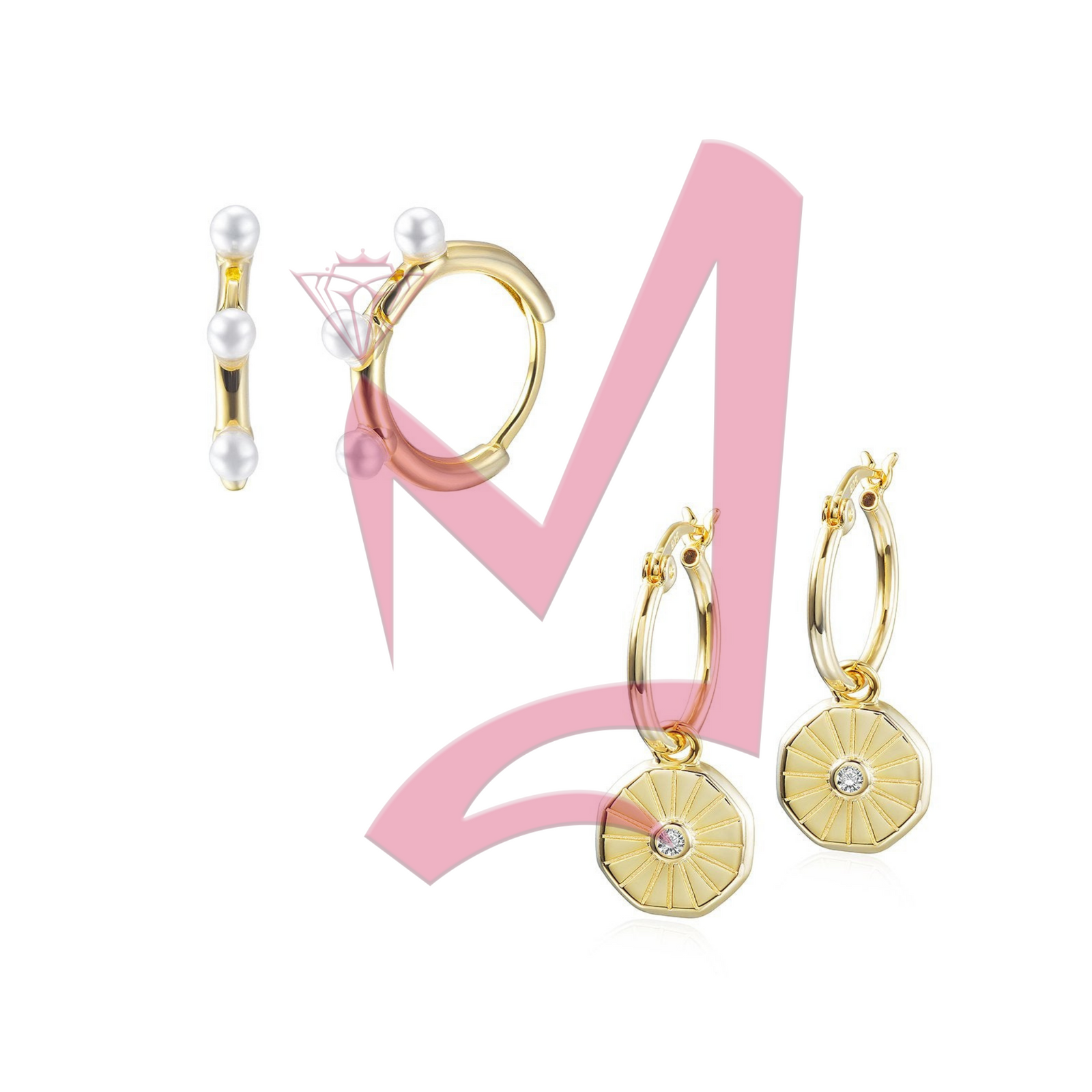 Pearl Sunburst Earrings Set