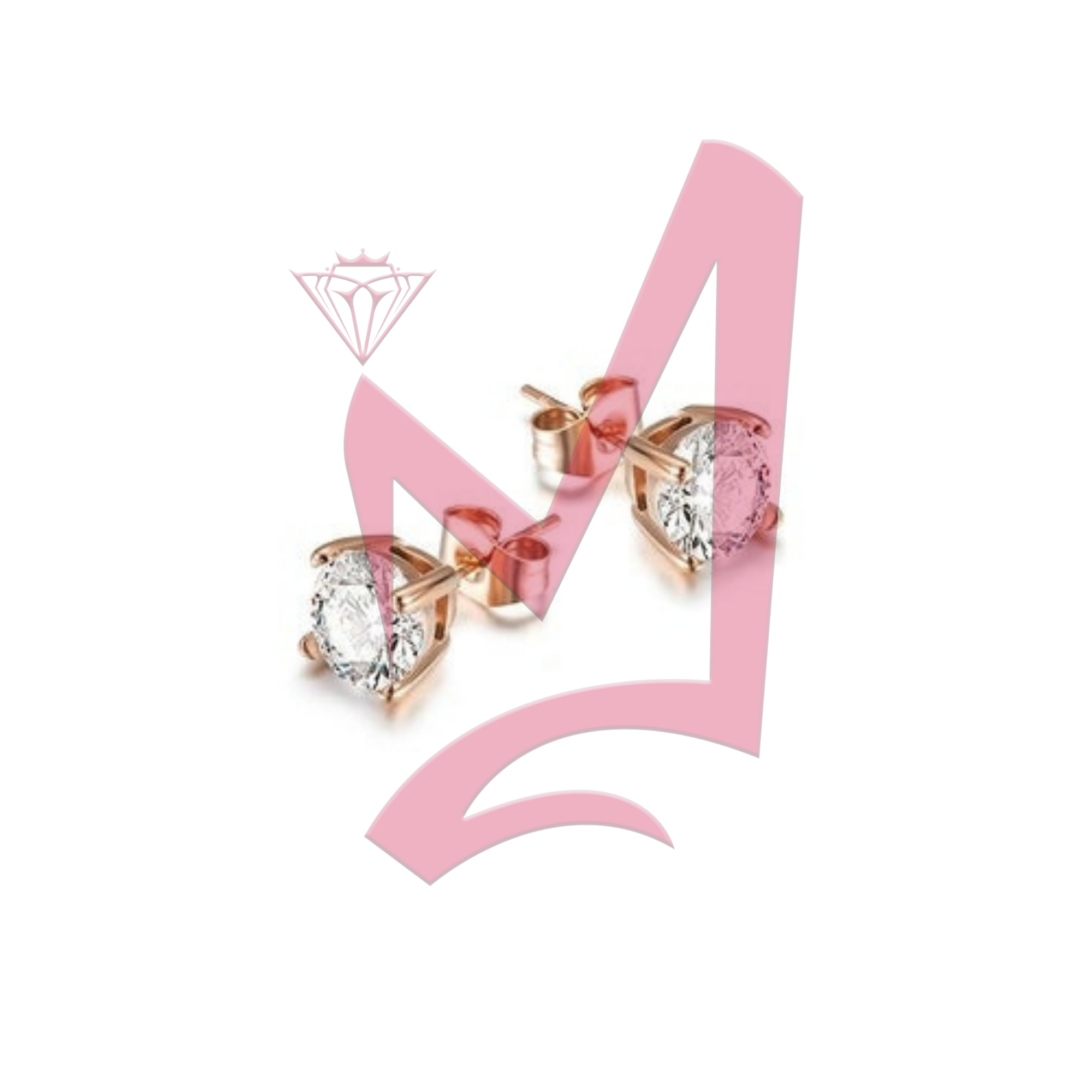 Basket-Set Round CZ Stud in 14K Plated Gold Earrings