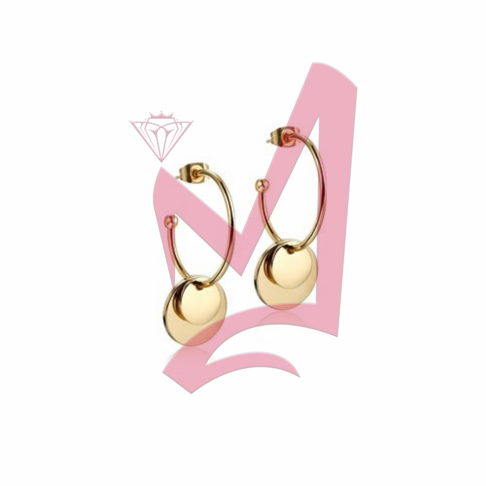 Layered Discs Drop in 14K Plated Gold Earrings