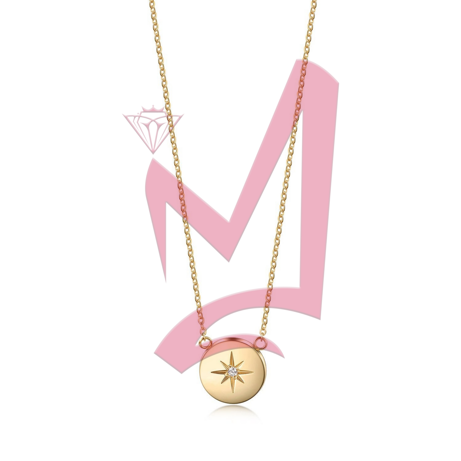 CZ Star in 14K Plated Gold Pendant