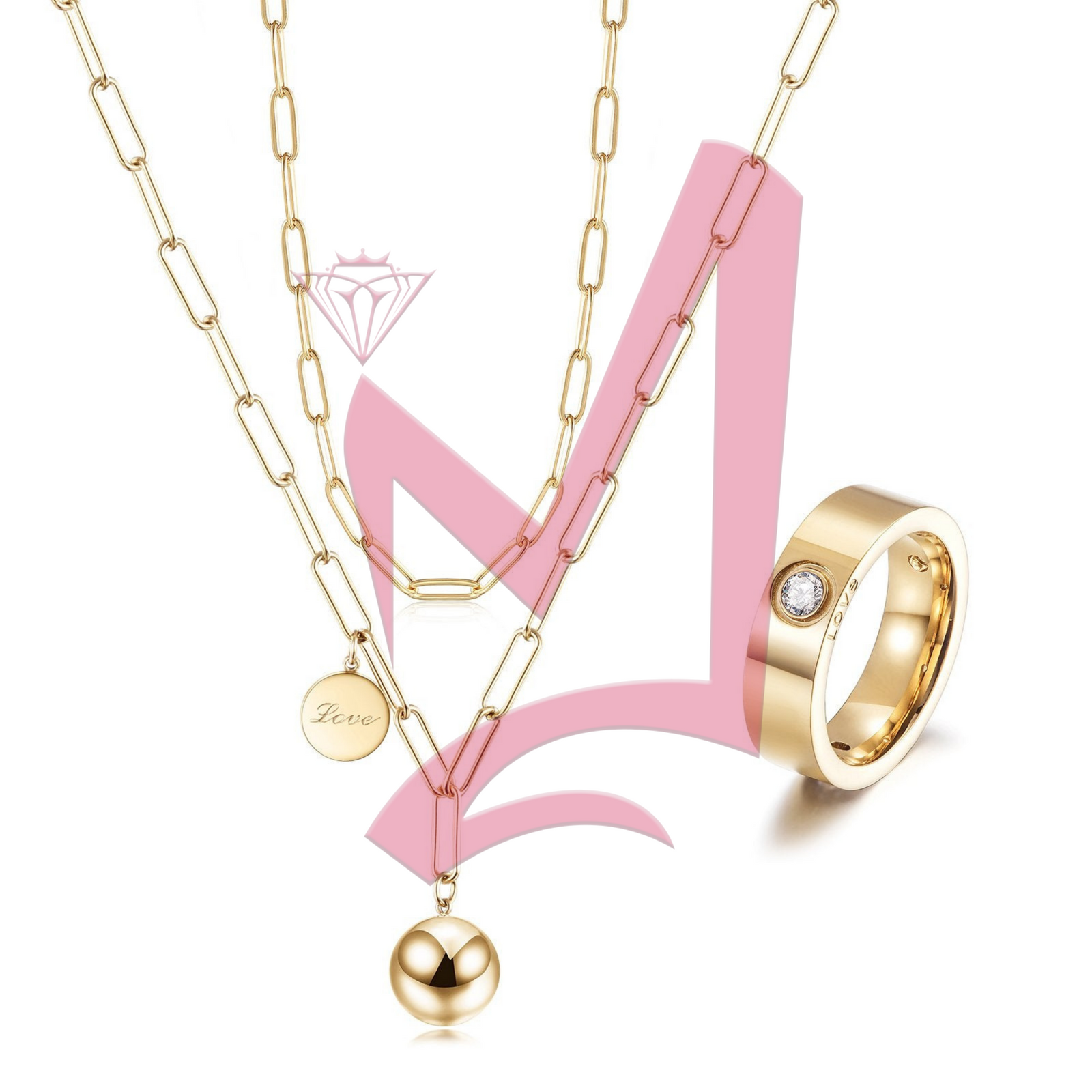 Linear Link in 14K Plated Gold Set