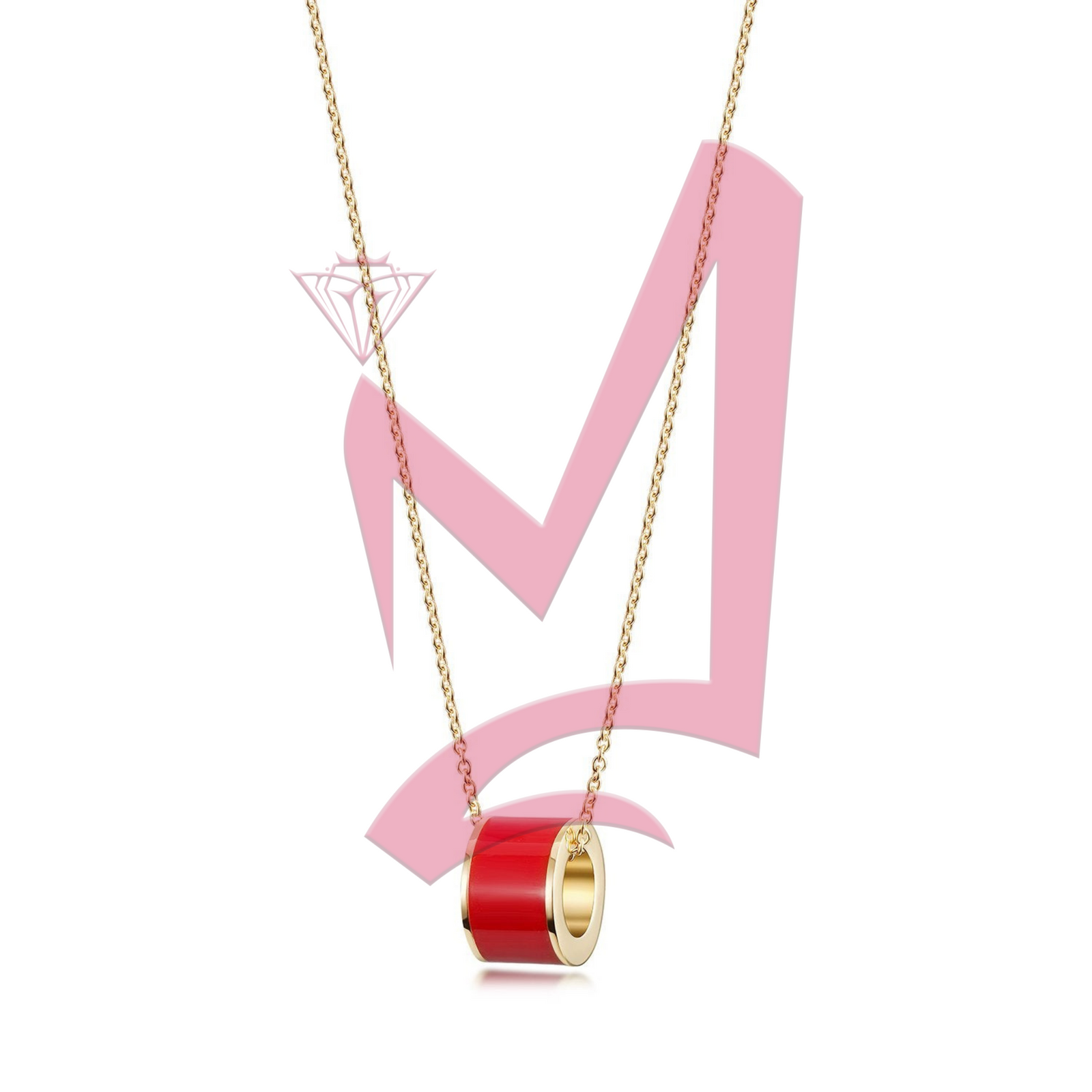 Enamel Round in14K Plated Gold Pendant