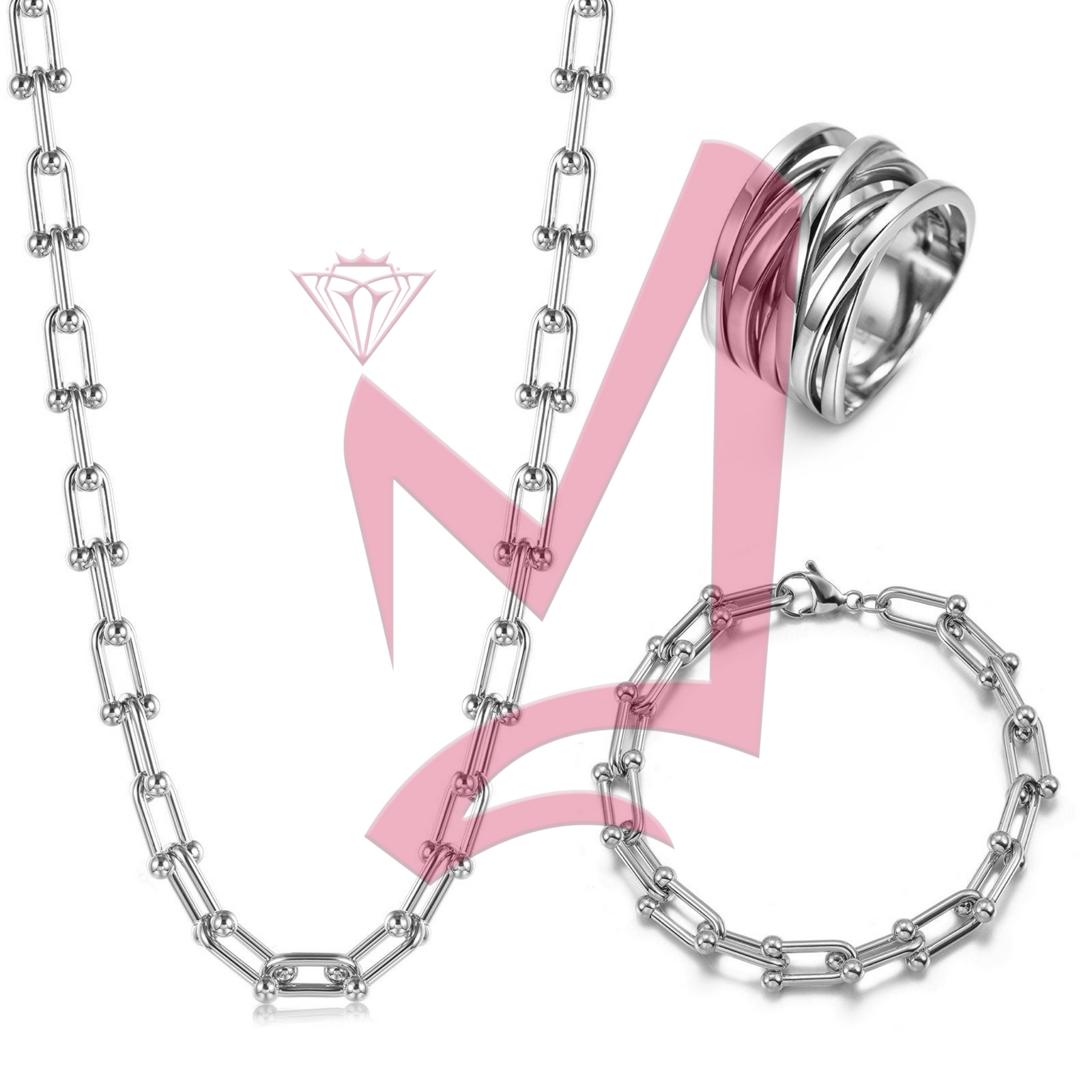 Silver Le Cheval in 14K Plated Gold Set