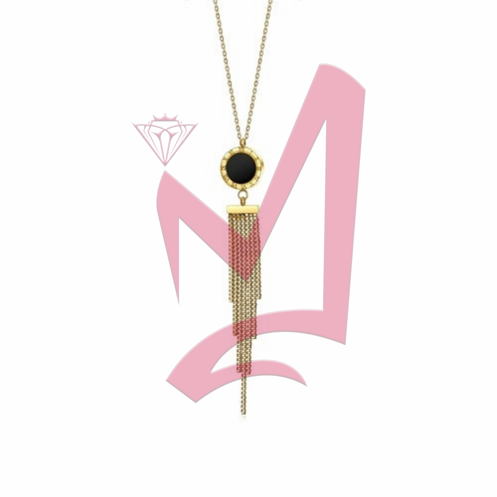 Long Tassel Pendant in 14K Plated Gold Necklace