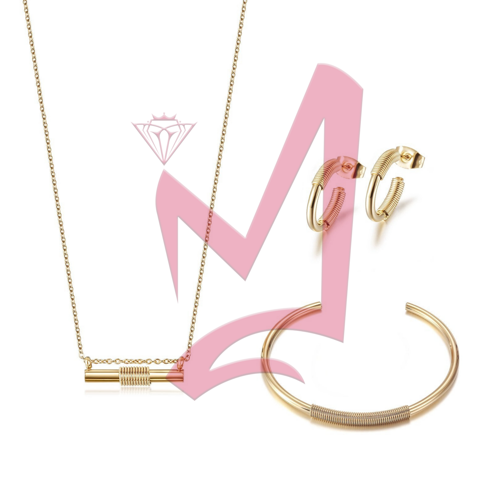 Wire mini bar in 14K Plated Gold Set