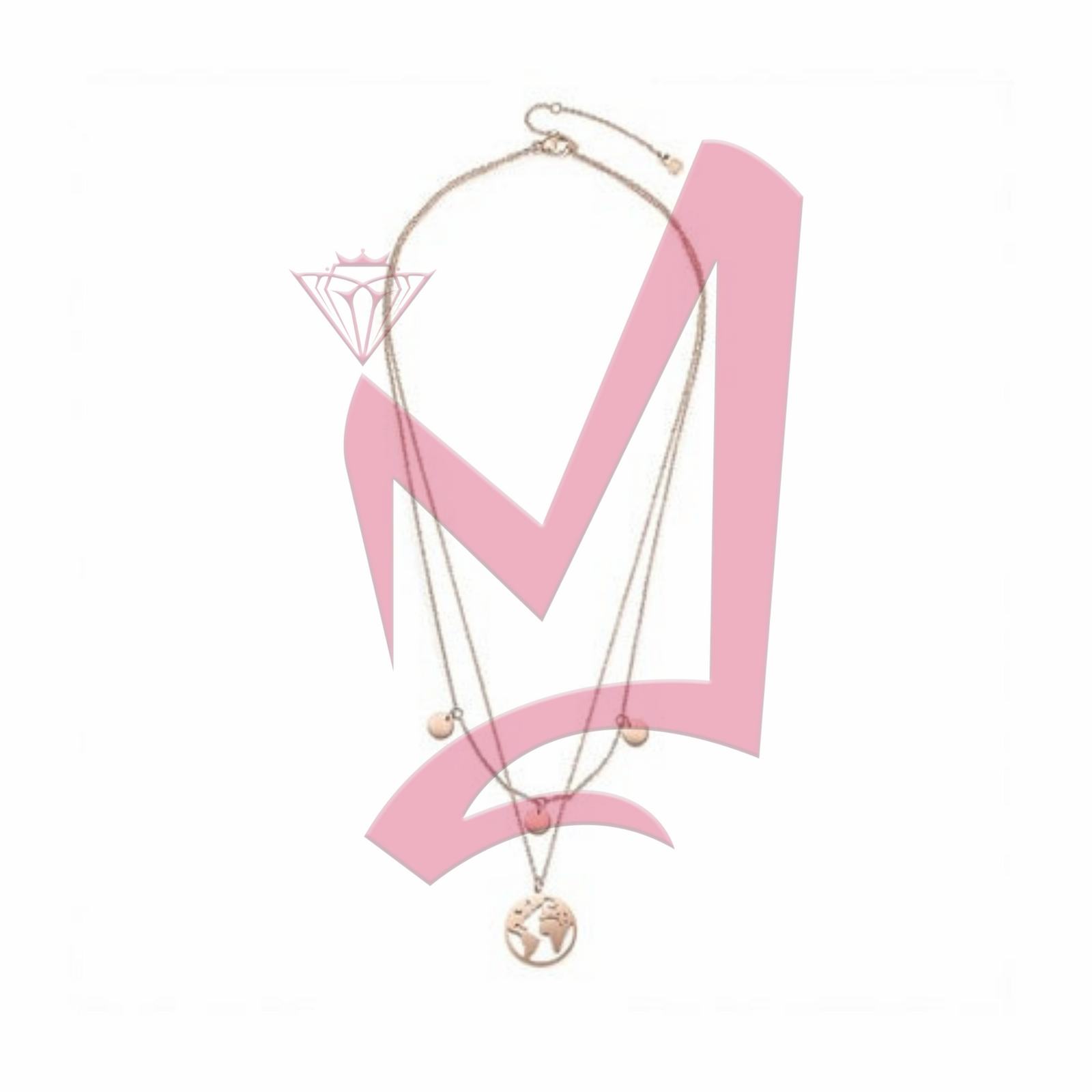 Layered World Map Pendant in 14K Plated Gold Necklace