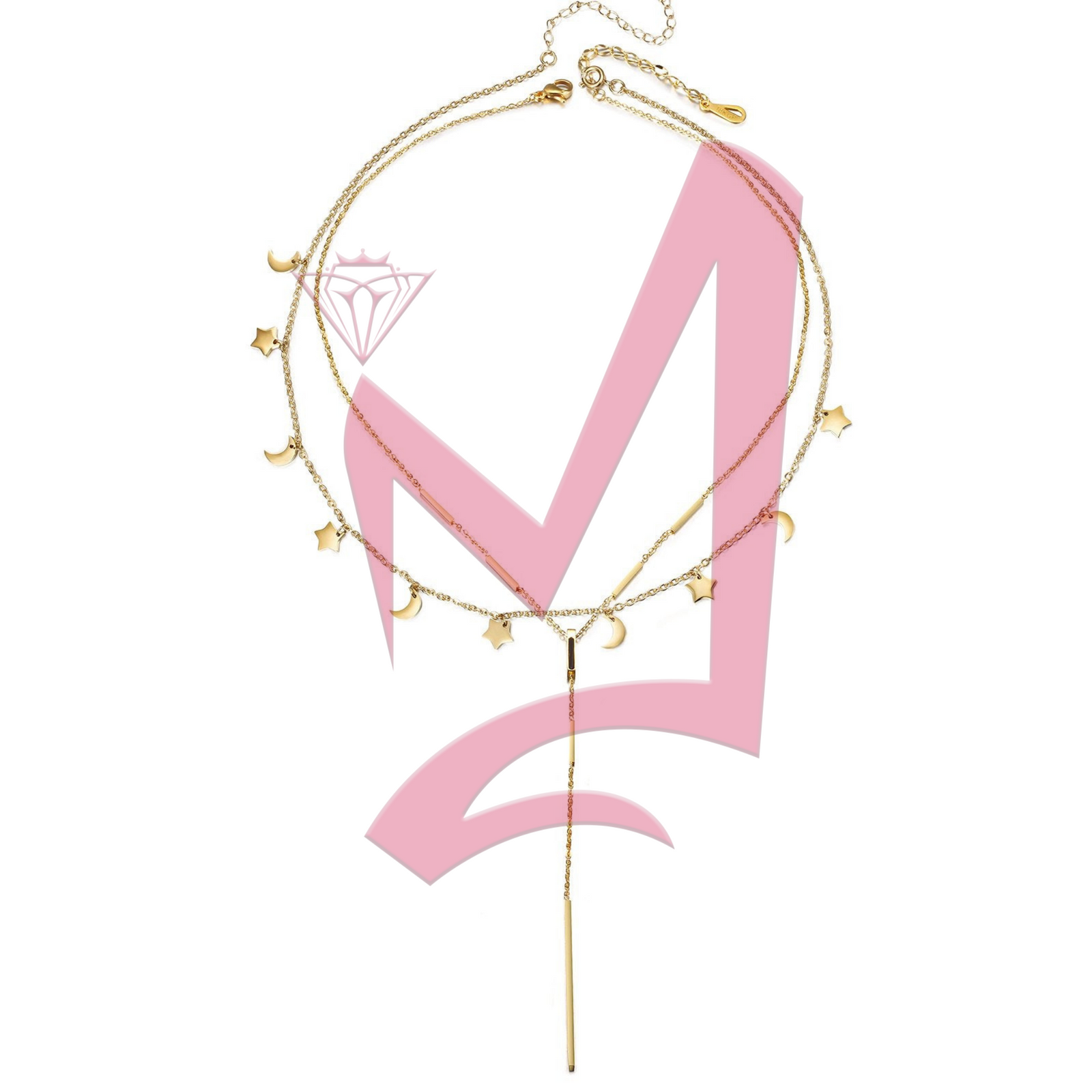 Layered Necklace in 14K Plated Gold Set