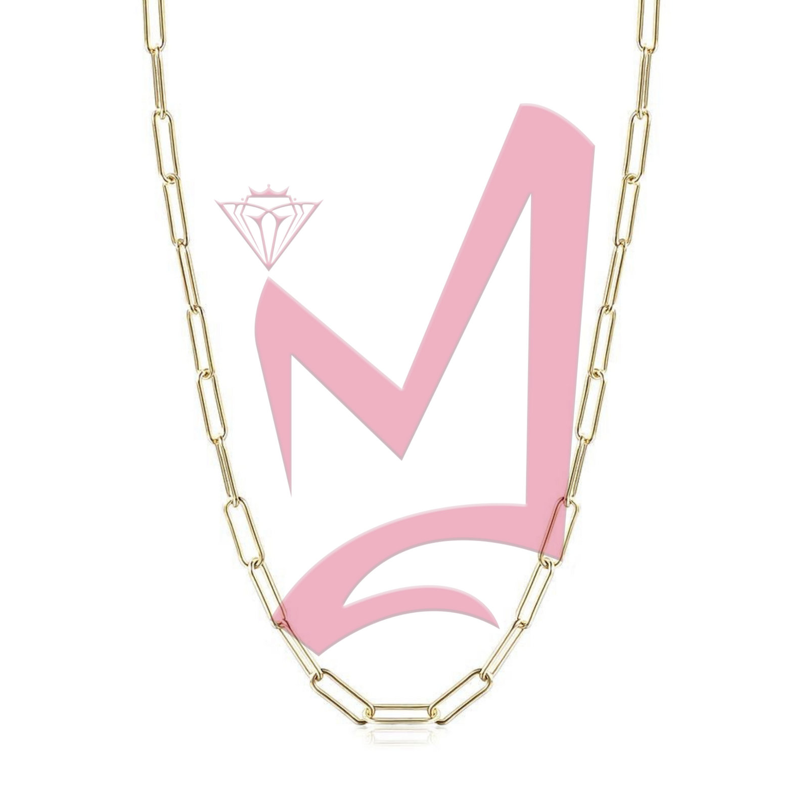 Long Linear Link Chain in 14K Plated Gold Necklace
