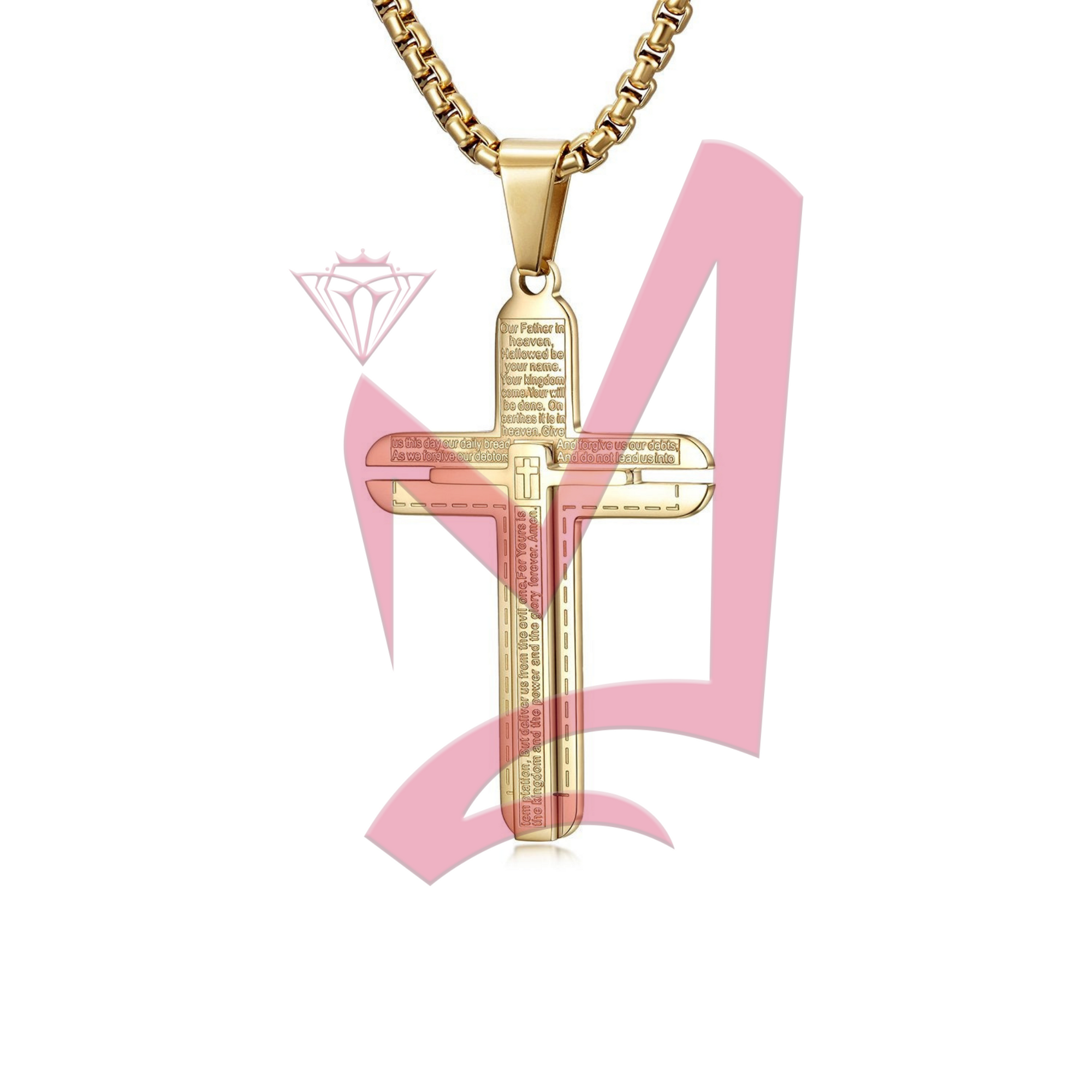 Classic Cross Pendant in 14K Plated Gold Necklace
