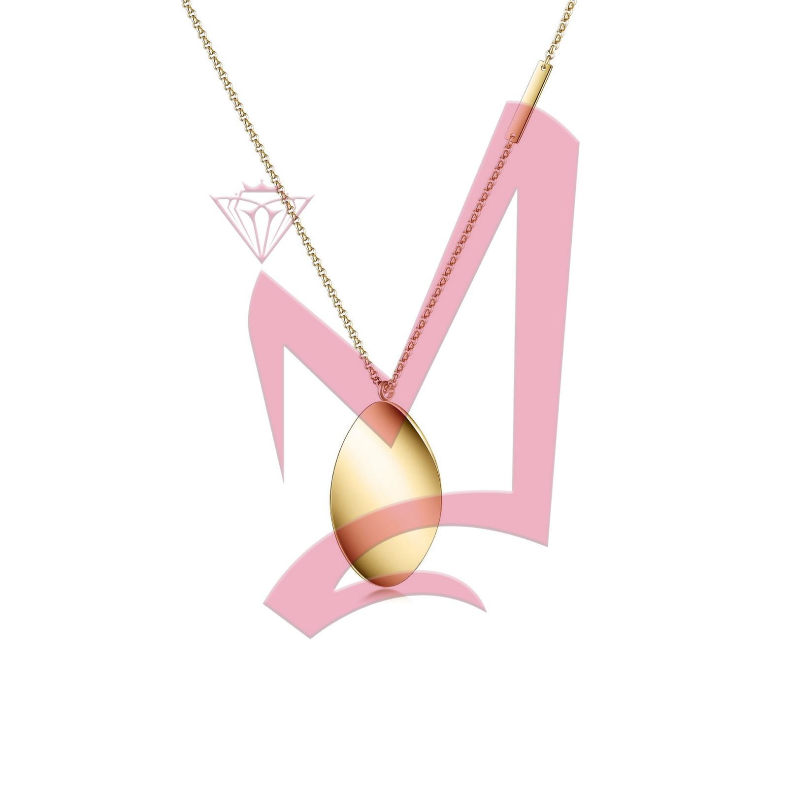 Long Leaf Pendant in 14K Plated Gold Necklace