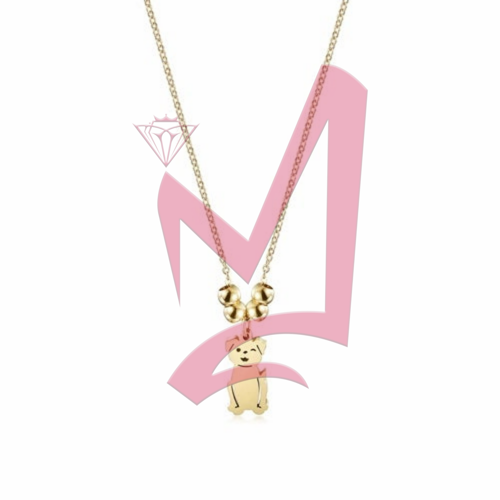Dog Charm in 14K Plated Gold Necklace