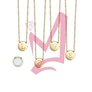 Round Opal Pendant in 14K Plated Gold Necklace