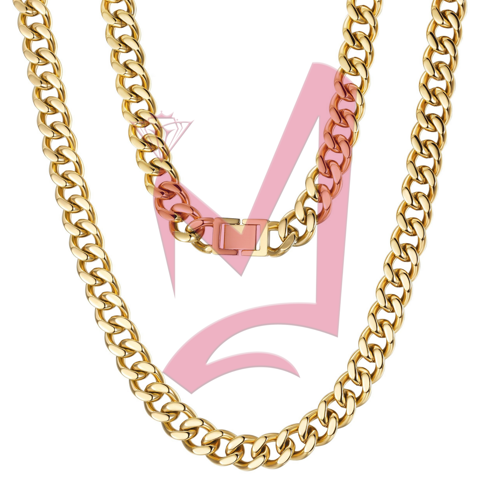 12mm Gold Hip Hop Cuban Chain Necklace