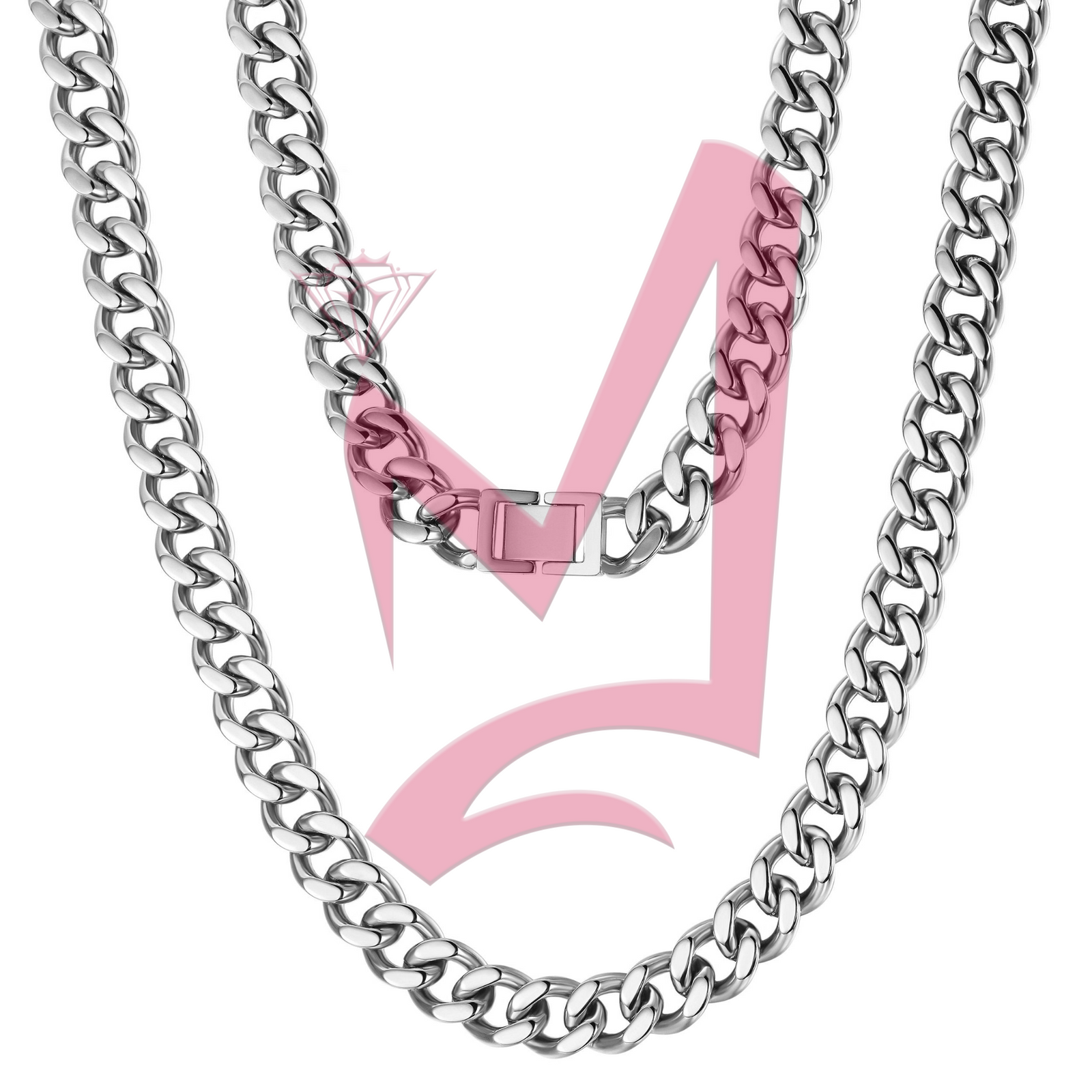 12mm Silver Hip Hop Cuban Chain Necklace