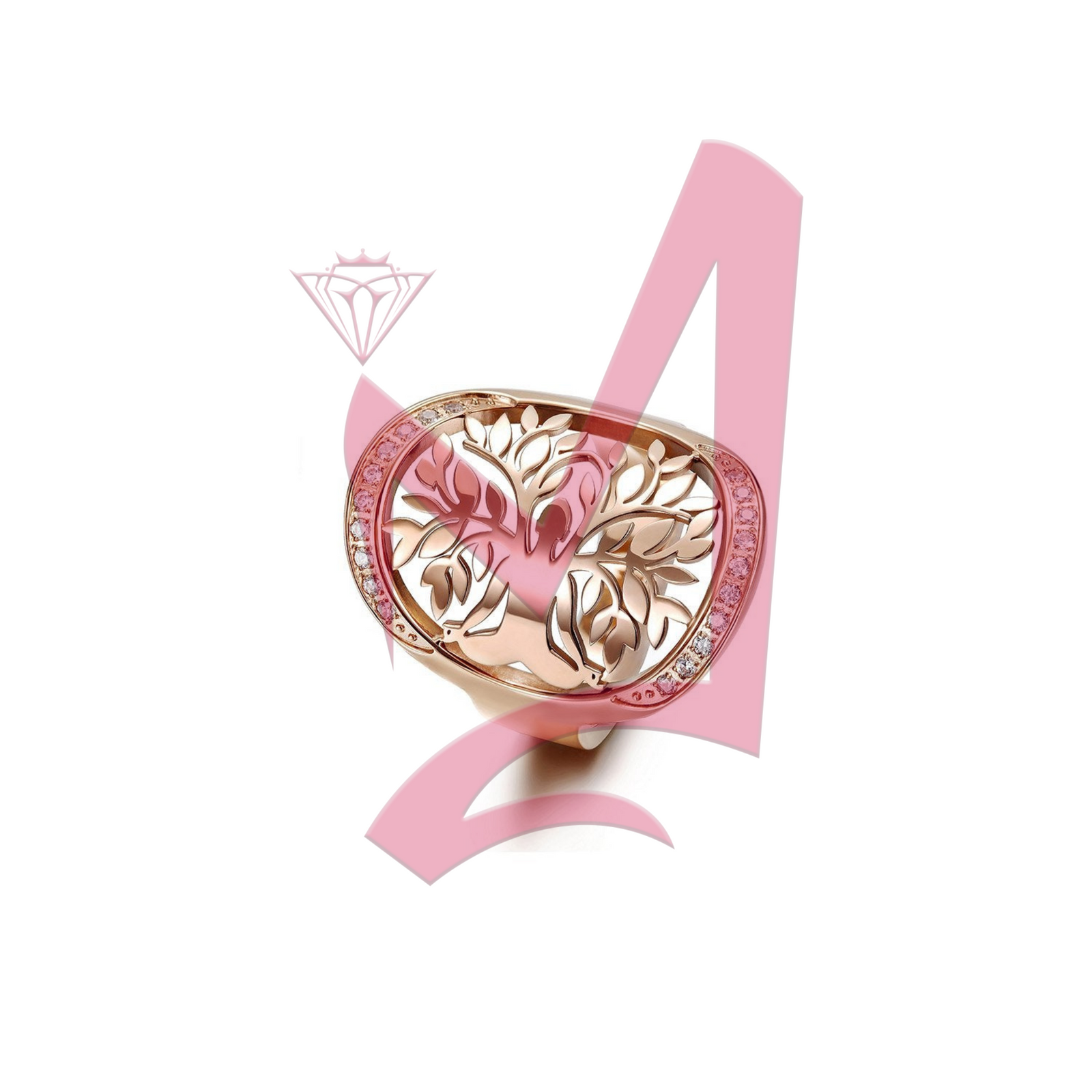 Filigree Tree of Life Wide in 14K Plated Gold Ring