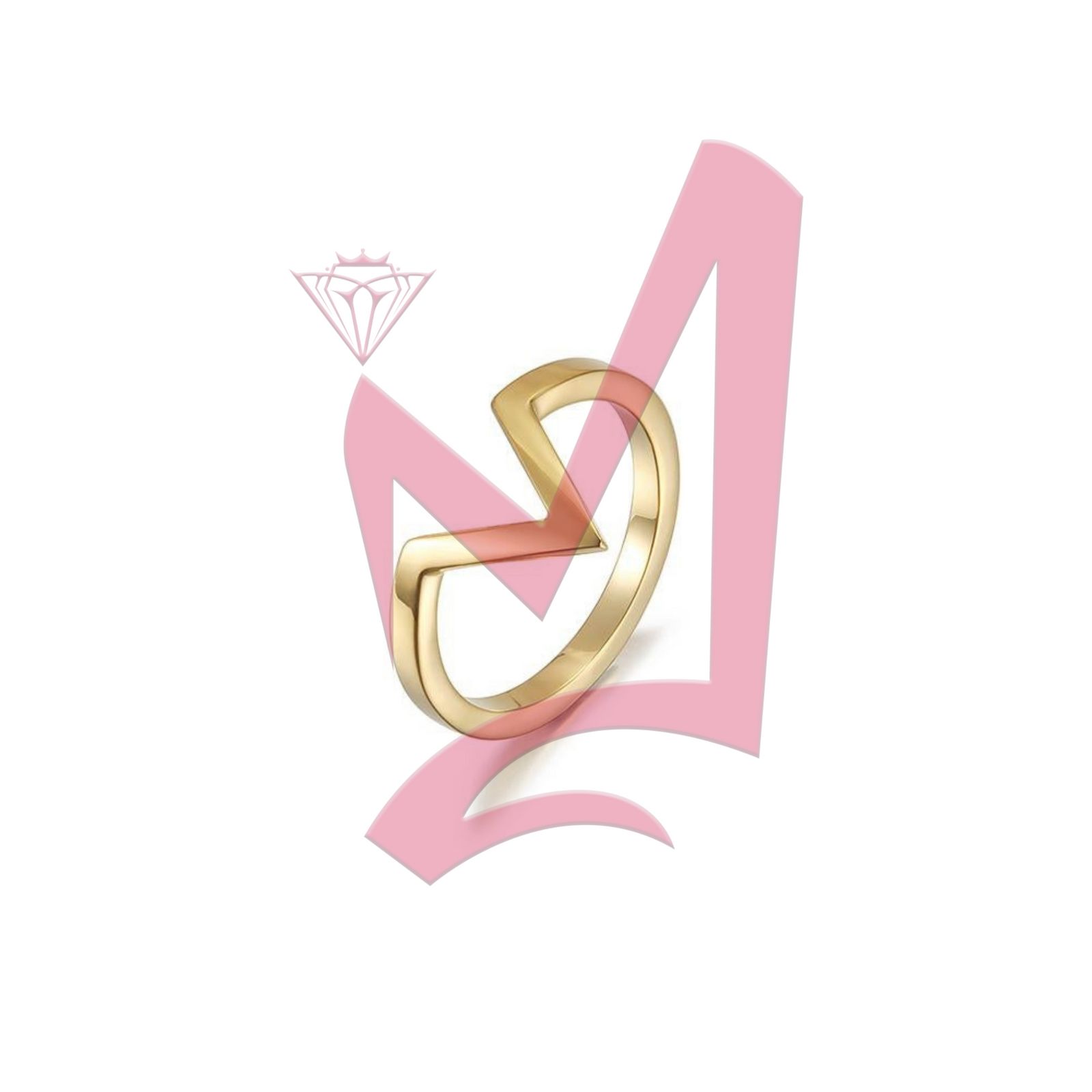 V-Shape Geometric Outline in 14 K Plated Gold Ring