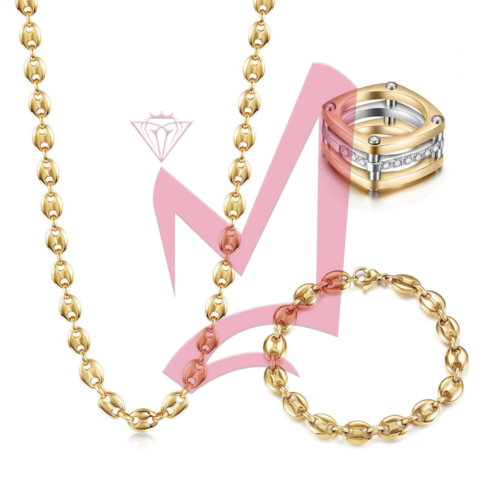 Coffee Bean in 14K Plated Gold Set