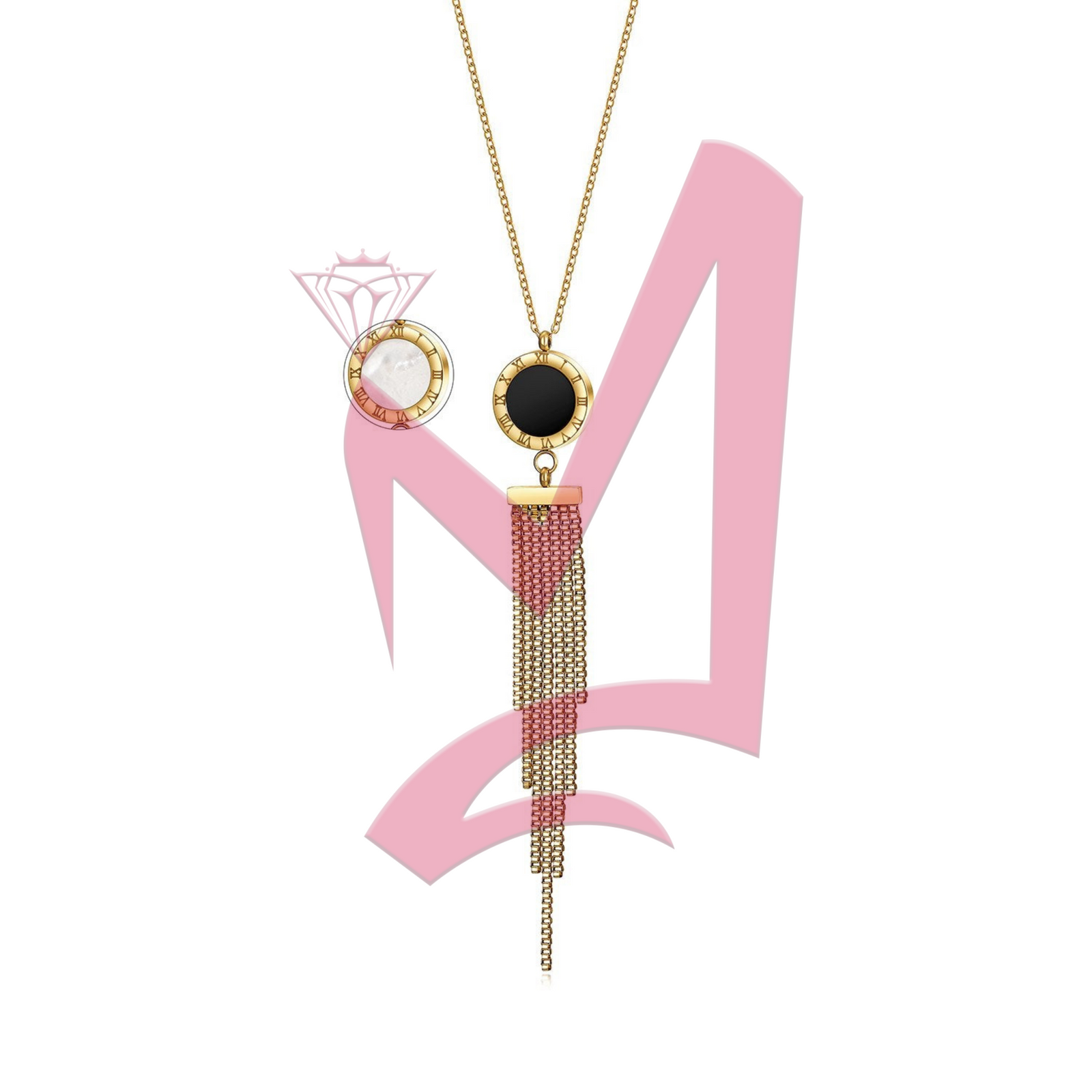 Shell Acrylic Tassel in 14K Plated Gold Pendant